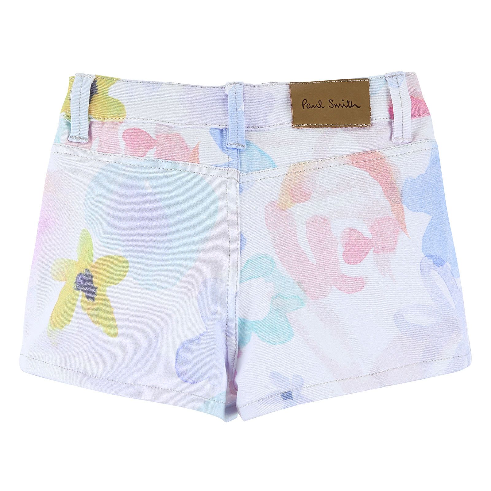 Girls White Cotton Short With Multicolor Print Trims - CÉMAROSE | Children's Fashion Store - 2