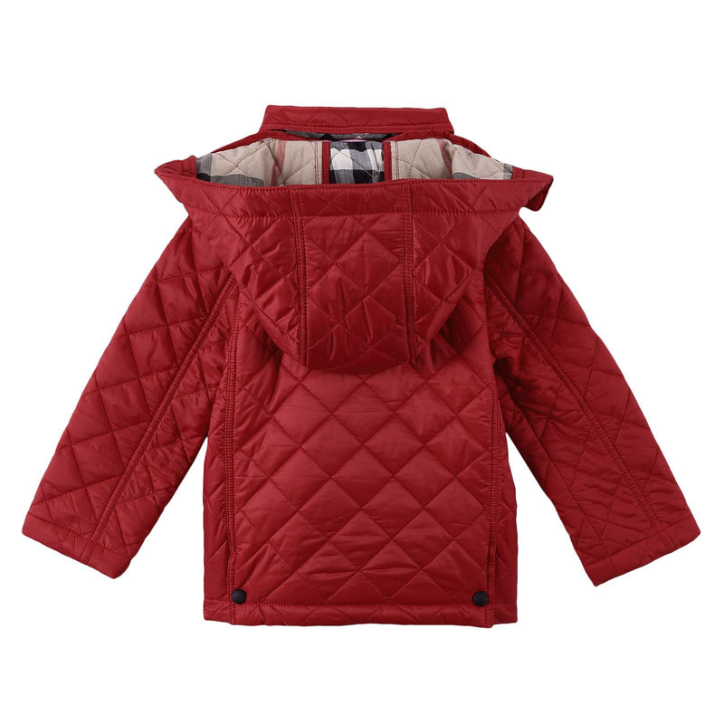 Baby Girls Bright Cherry Red Lattice Hooded Jacket - CÉMAROSE | Children's Fashion Store - 2