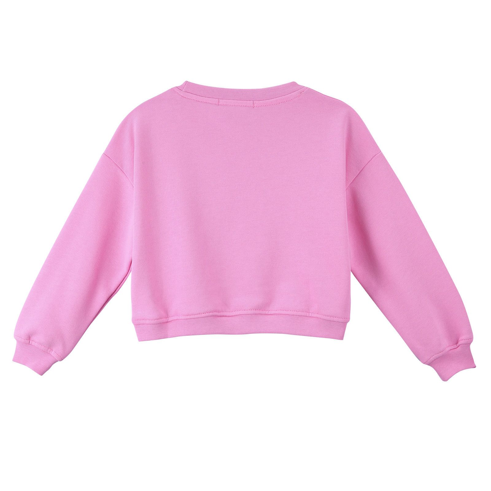 Girls Pink Cotton Sweater With Brand Name Logo - CÉMAROSE | Children's Fashion Store - 2