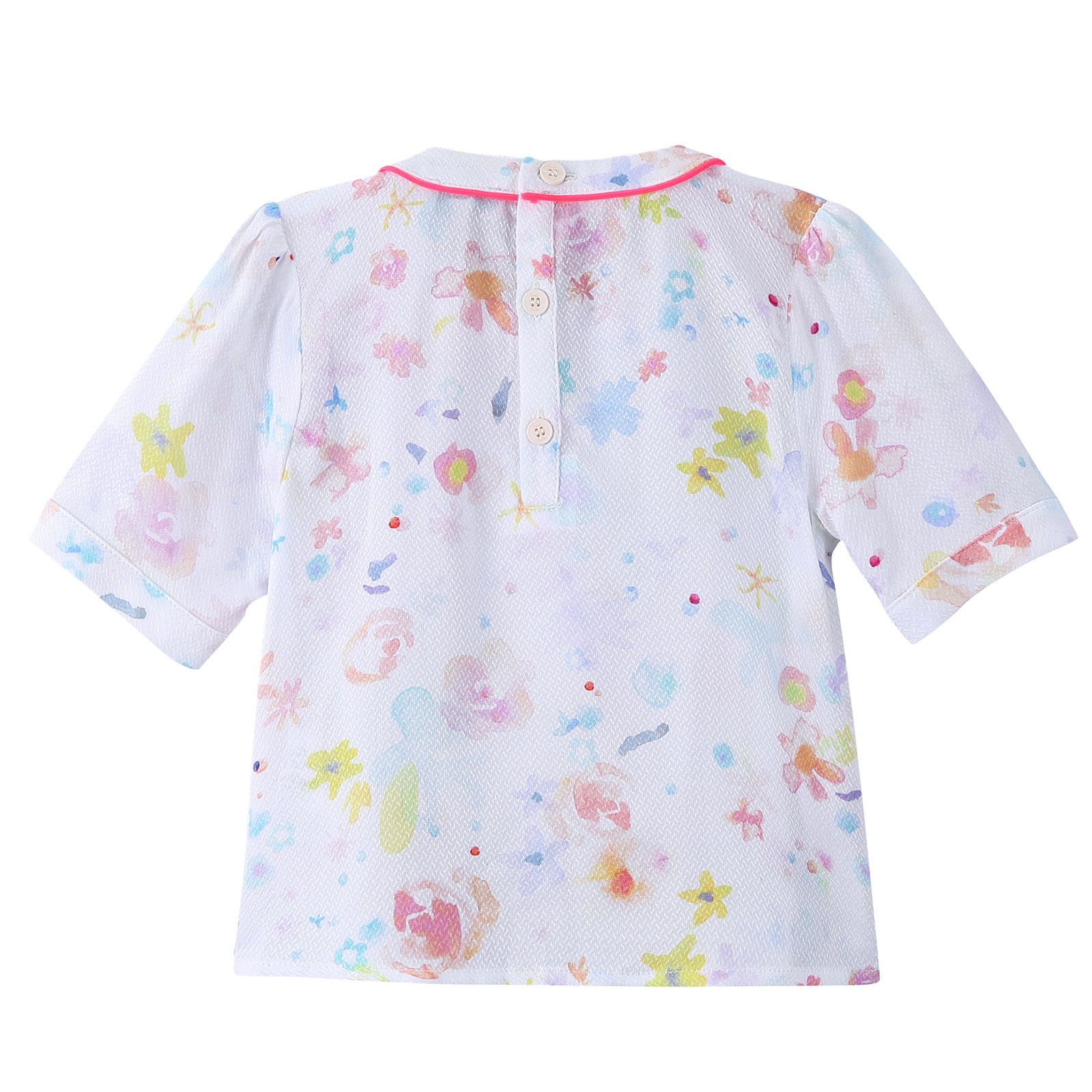 Girls Multicolor Printed Short Sleeve Viscose Blouse - CÉMAROSE | Children's Fashion Store - 2