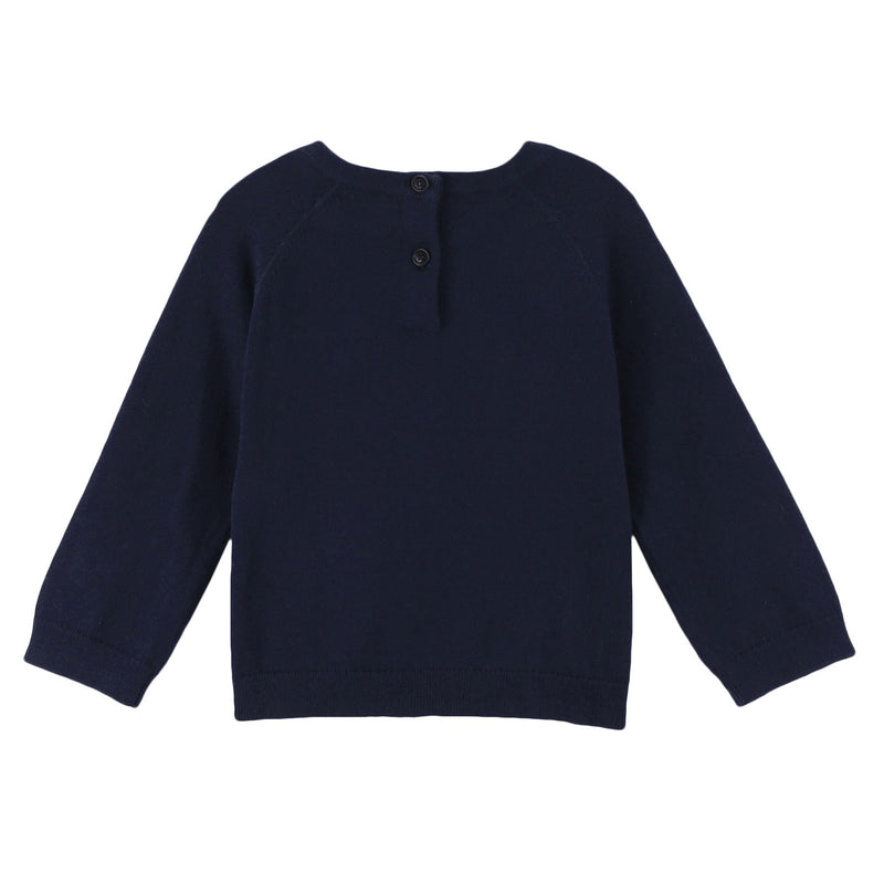Baby Boys Navy Blue Knitted Cotton Sweater - CÉMAROSE | Children's Fashion Store - 2