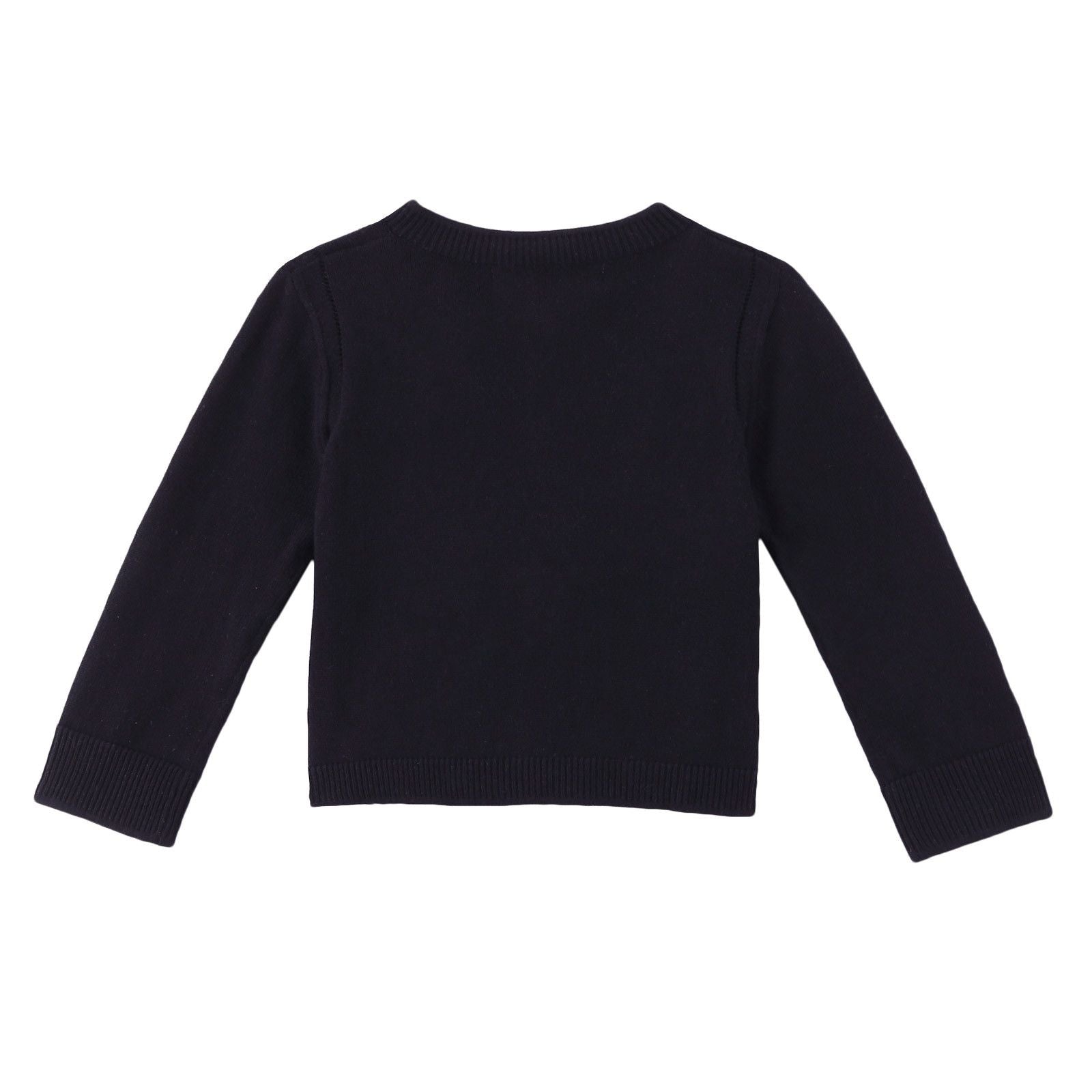 Baby Girls Black Knitted Cotton Cardigan - CÉMAROSE | Children's Fashion Store - 2