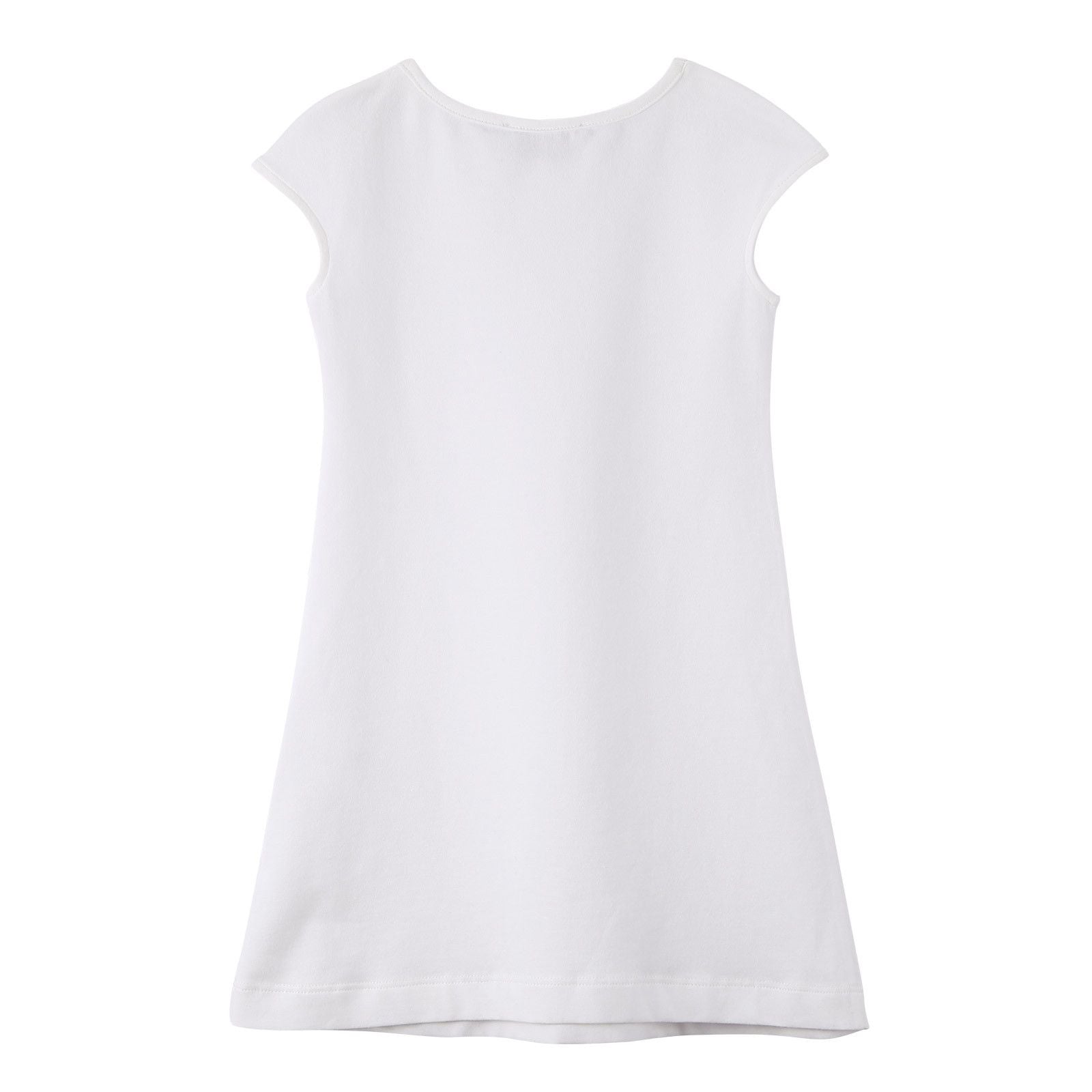 Girls White Cotton Dress With Gold Rhinestone Logo - CÉMAROSE | Children's Fashion Store - 2
