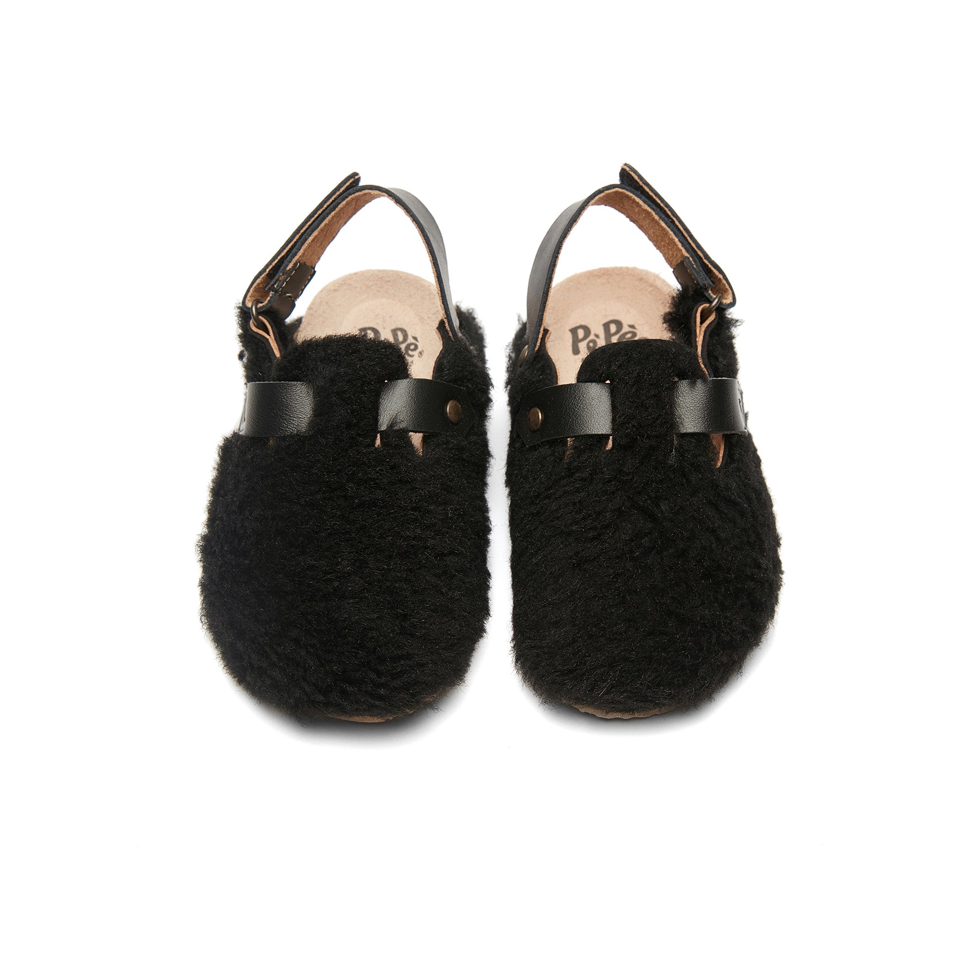 Boys & Girls Black Slippers With Ankle Strap