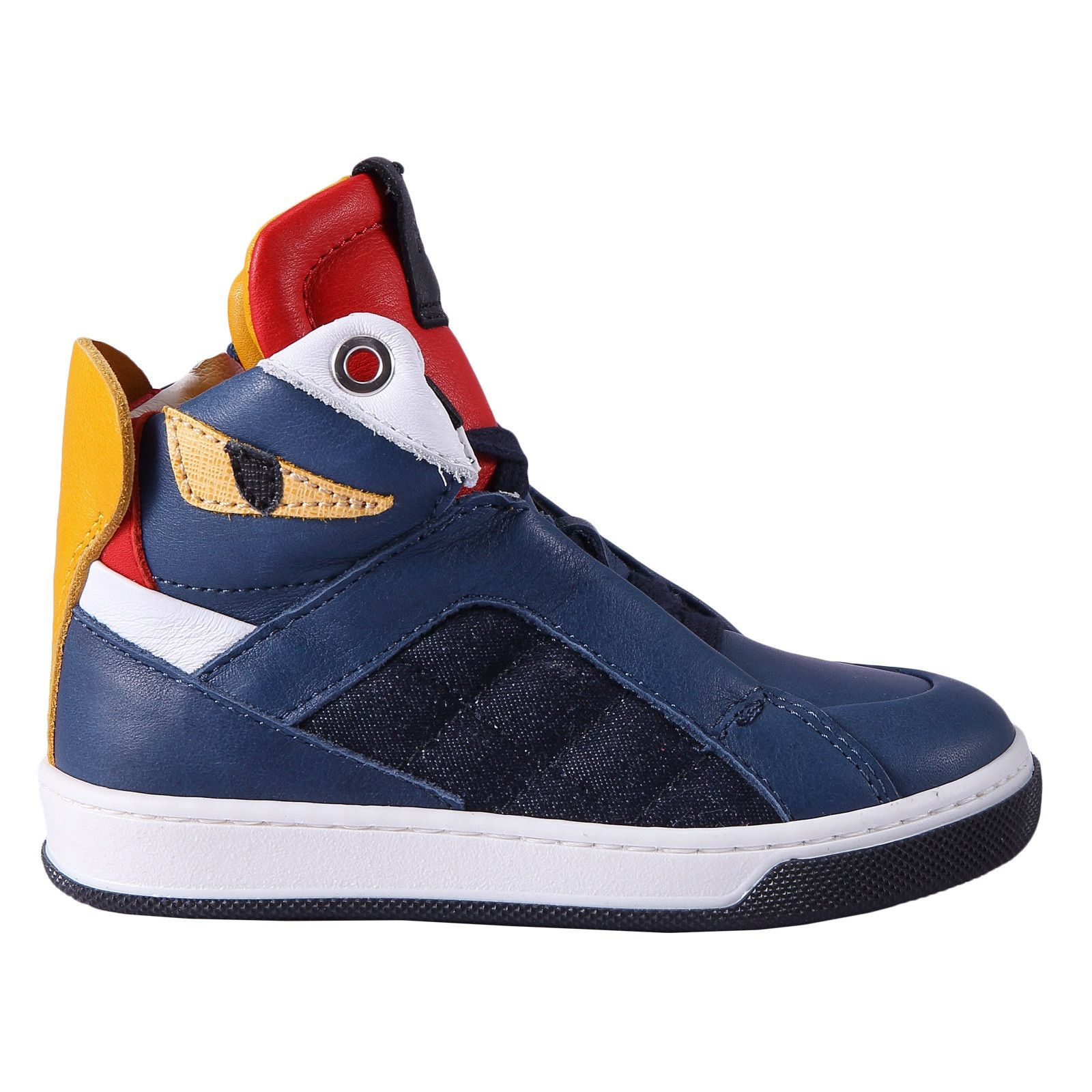 Boys Blue 'Monster' Leather High-Top Trainers - CÉMAROSE | Children's Fashion Store - 1