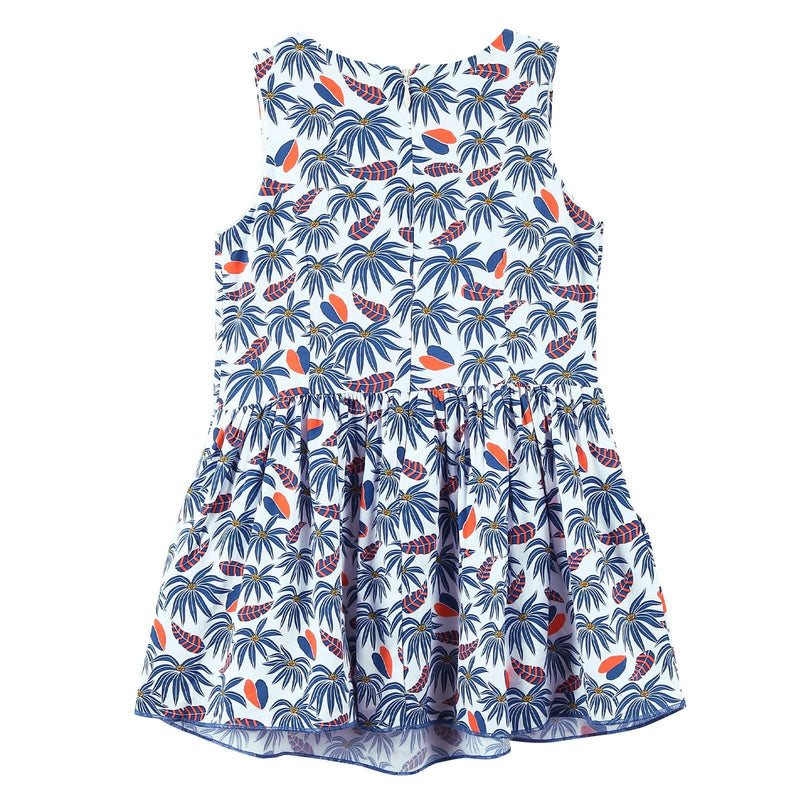 Girls White&Blue Allover Tree Printed Sleeveless Dress - CÉMAROSE | Children's Fashion Store - 2