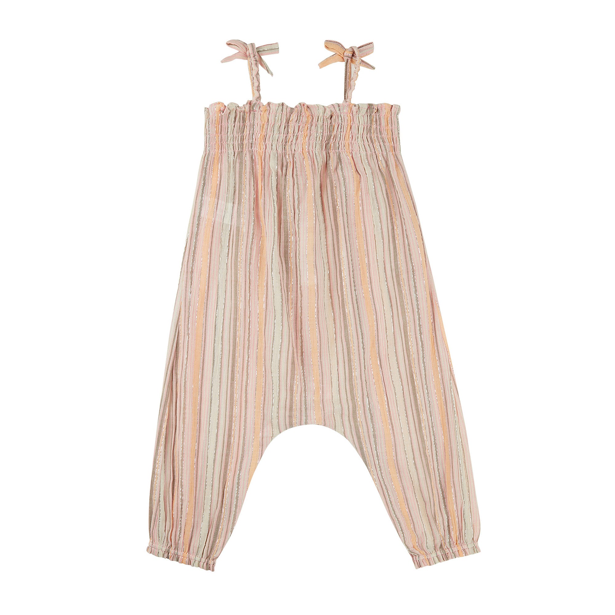 Baby Girls Pink & Brown Stripe Cotton Trousers