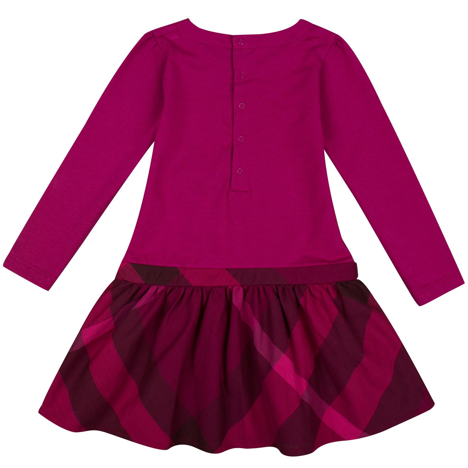Baby Girls Purple Cotton Dress With Check Skirt - CÉMAROSE | Children's Fashion Store - 2