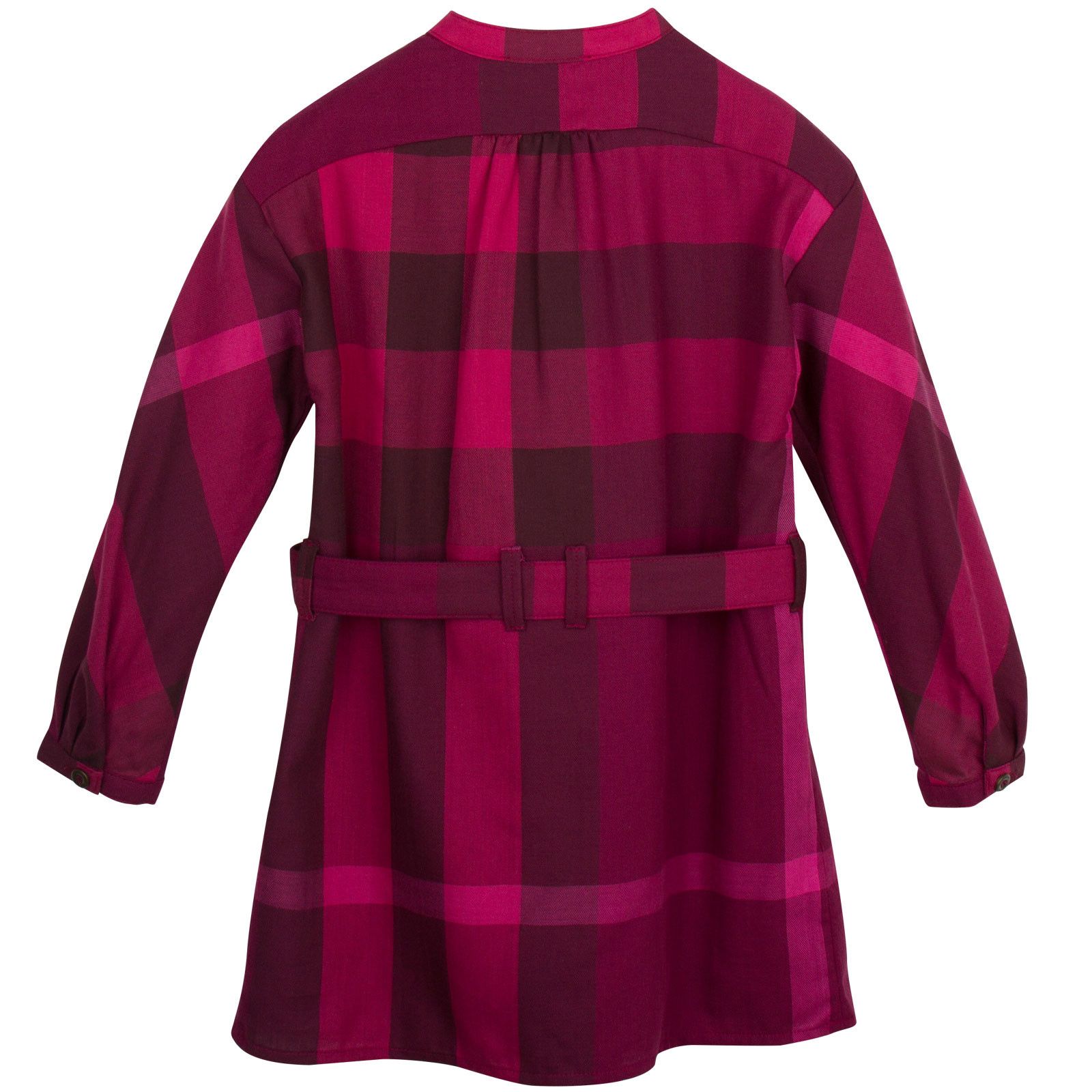 Girls Dark Pink Cotton Check Dress With Bow Belt - CÉMAROSE | Children's Fashion Store - 2