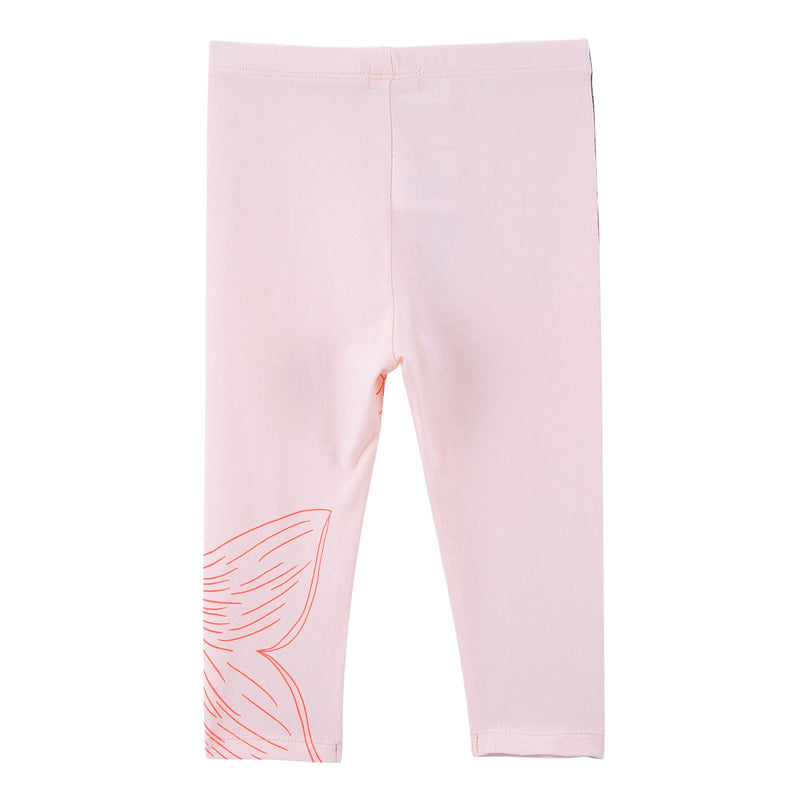 Baby Girls White Cotton Leggings With Pink Fishtail Print - CÉMAROSE | Children's Fashion Store - 2