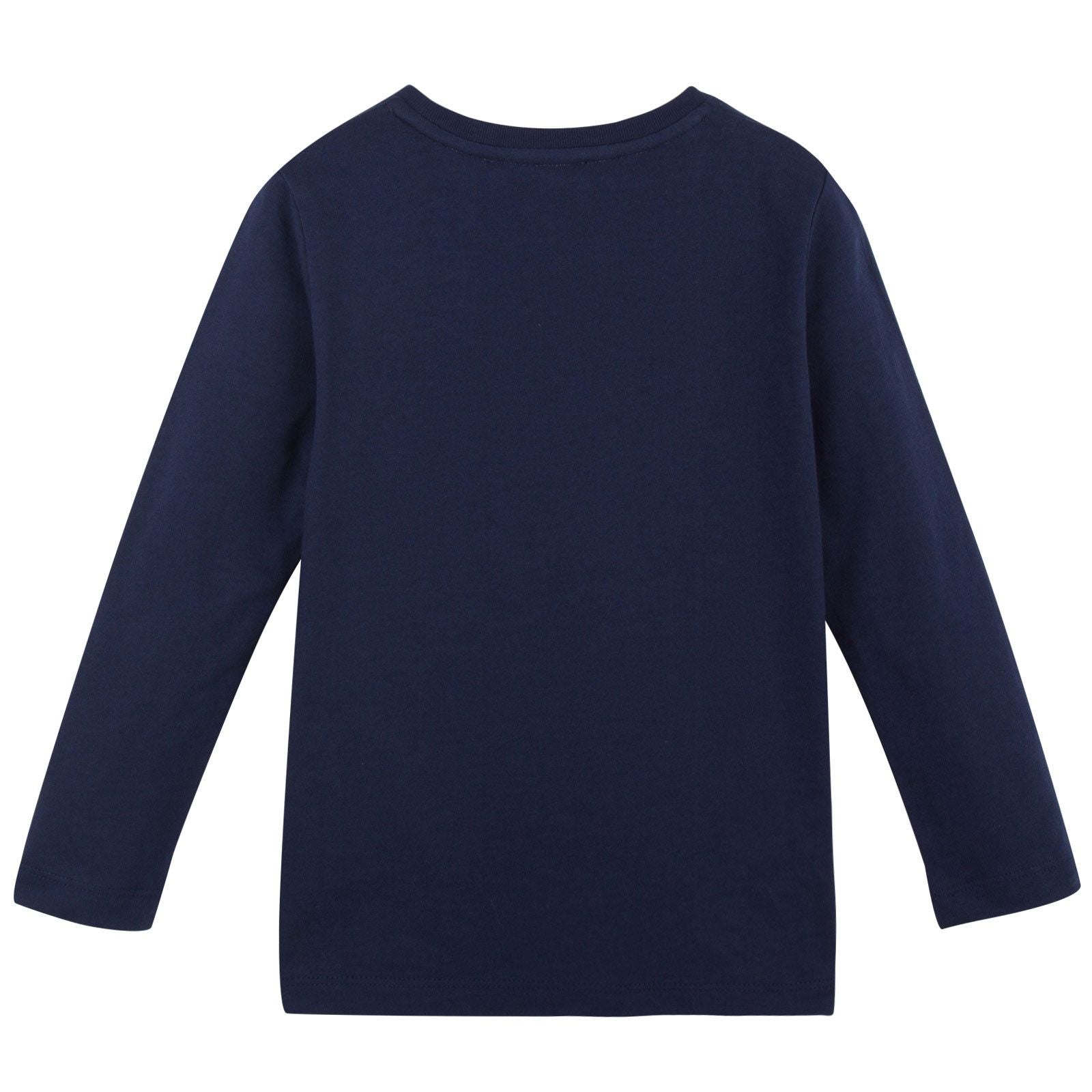Boys Navy Blue Cotton T-Shirts With Check Pocket - CÉMAROSE | Children's Fashion Store - 2