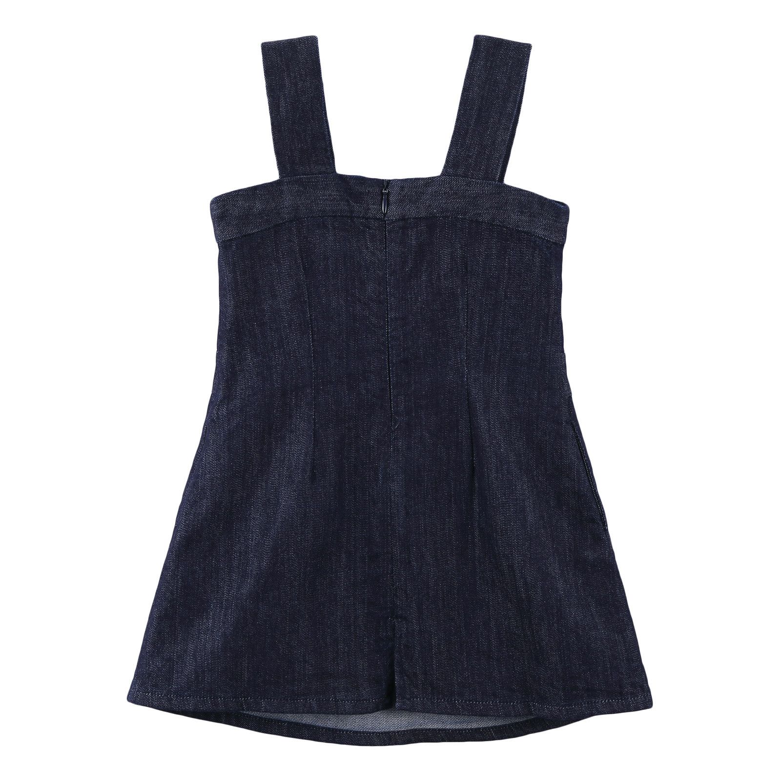 Girls Navy Blue Cotton Sleeveless Denim Dress - CÉMAROSE | Children's Fashion Store - 3