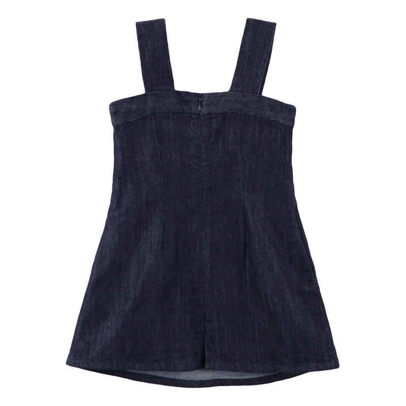 Girls Navy Blue Cotton Sleeveless Denim Dress - CÉMAROSE | Children's Fashion Store - 3