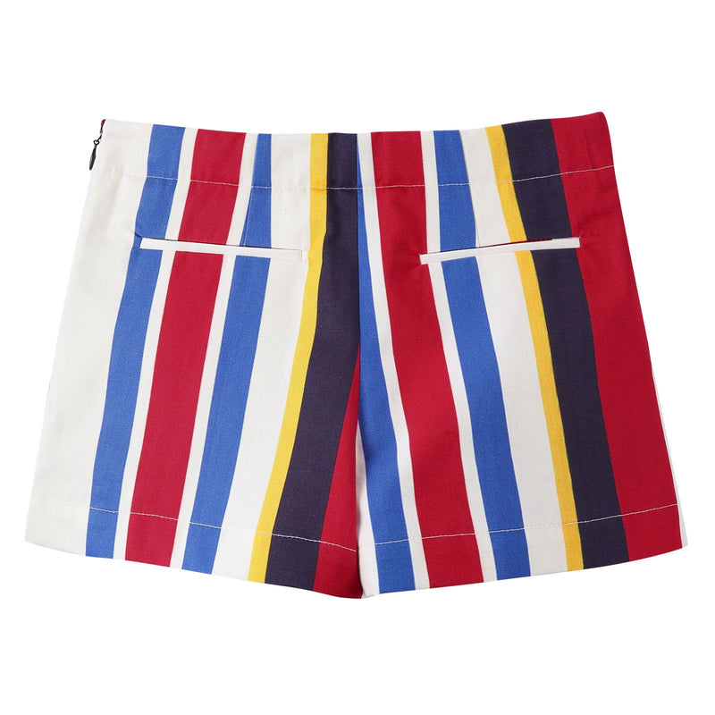 Girls Multicolor Striped Cotton Poplin Short - CÉMAROSE | Children's Fashion Store - 3