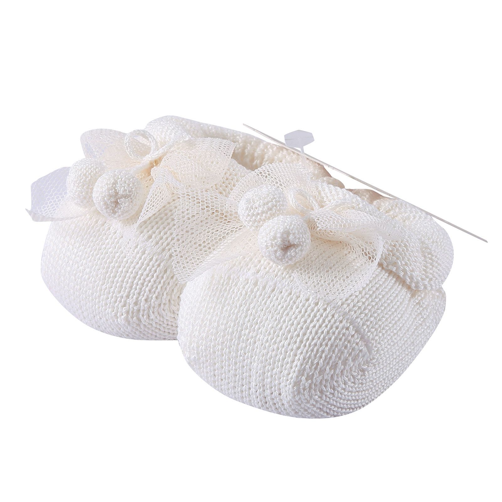 Baby White Knitted Cotton Shoes&Hair Band Gift Set - CÉMAROSE | Children's Fashion Store - 2