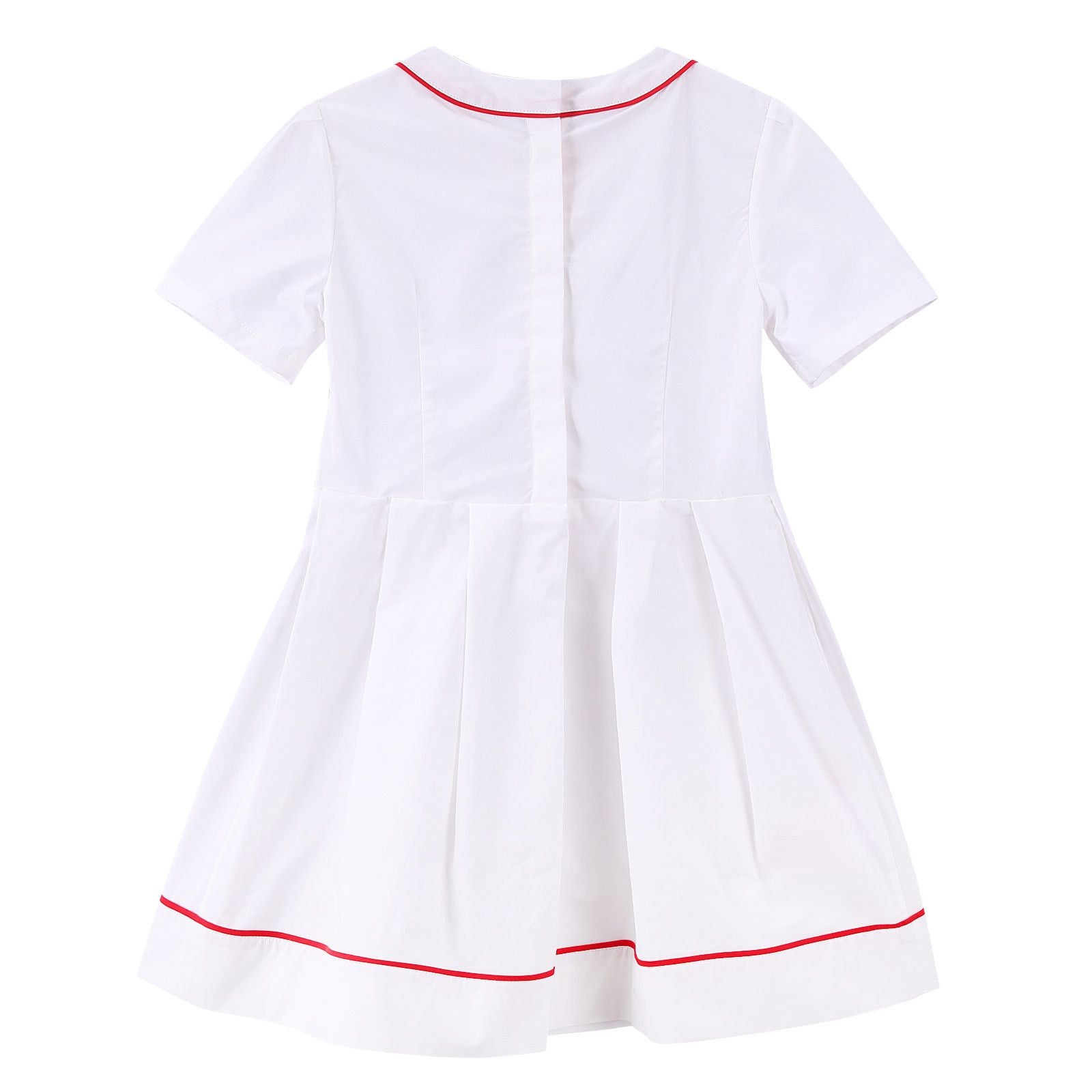 Girls White A-Line Frill Cotton Dress - CÉMAROSE | Children's Fashion Store - 2