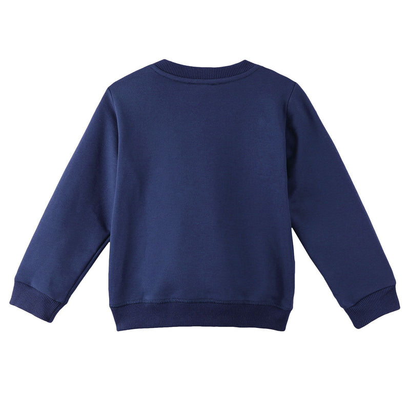Girls Navy Blue Cotton Embroidered Tiger Head Sweatshirt - CÉMAROSE | Children's Fashion Store - 2