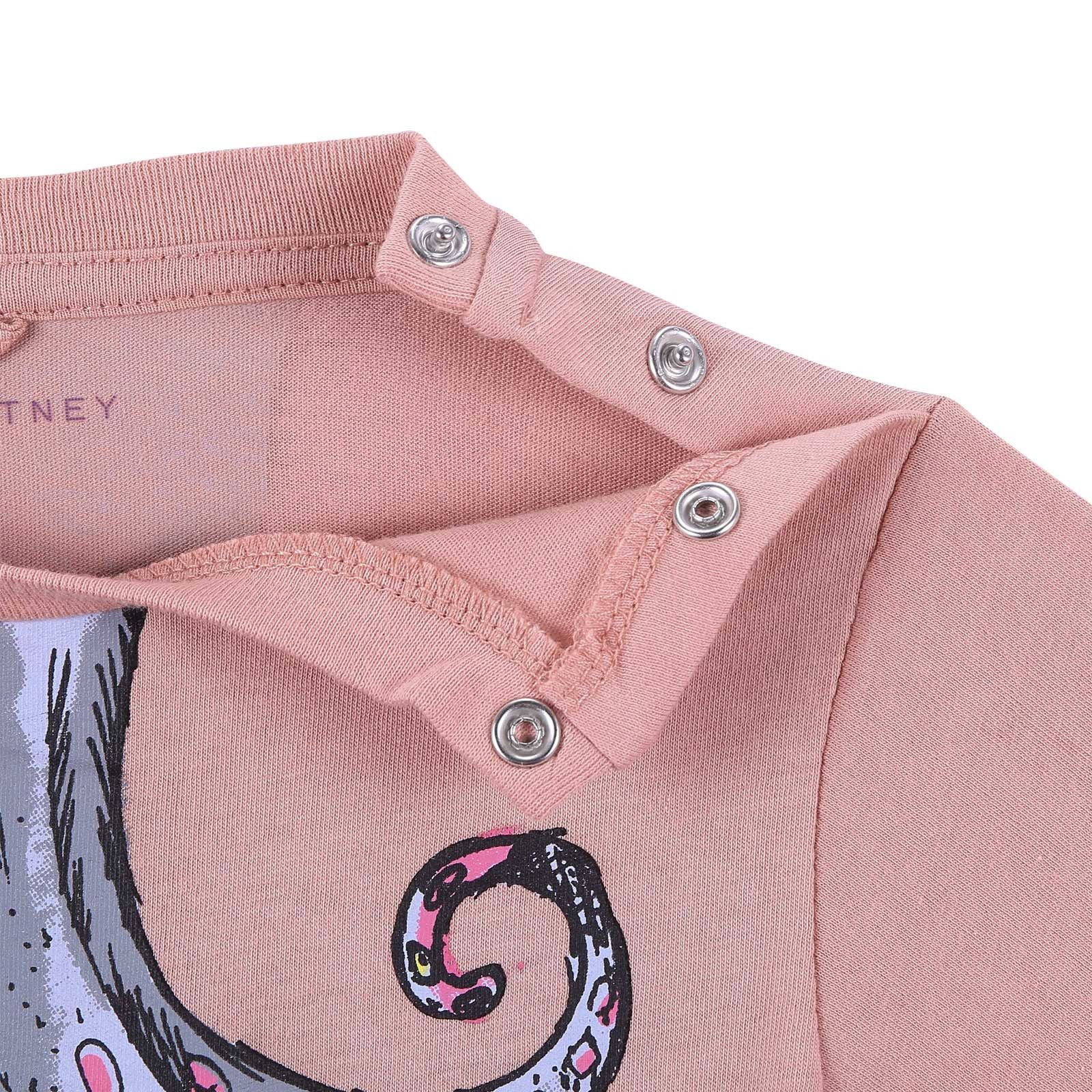 Baby Girls Pink Cotton T-Shirt With Octopus Print Trims - CÉMAROSE | Children's Fashion Store - 3