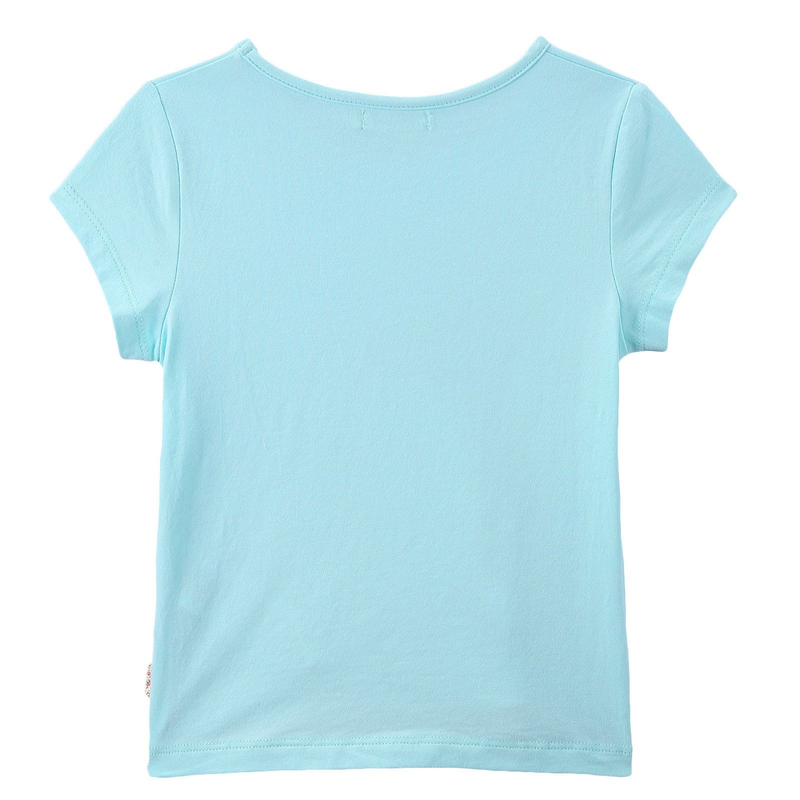 Girls Blue Cotton T-Shirt With Patch Sequin Fishtail Trims - CÉMAROSE | Children's Fashion Store - 2