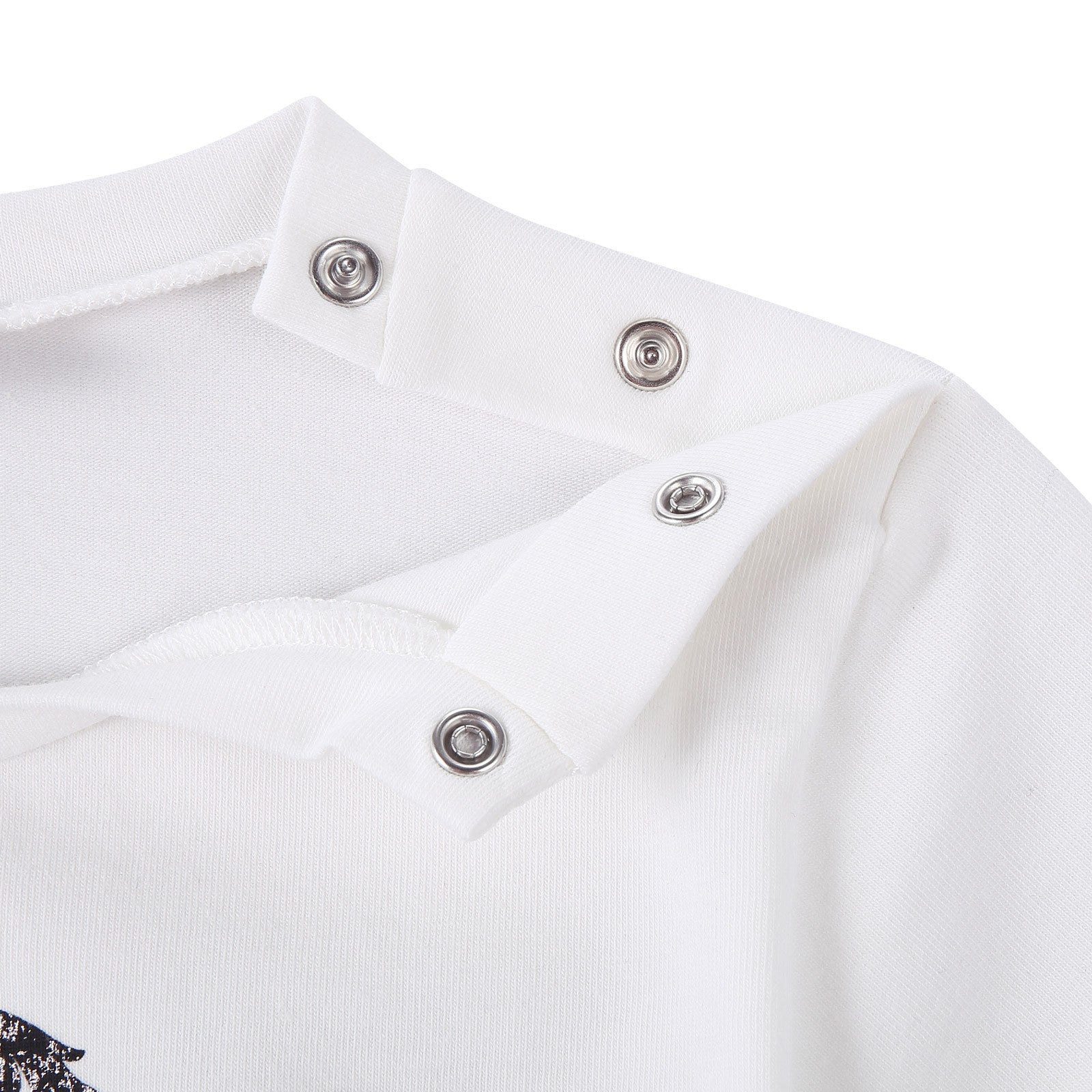 Baby Boys White Cotton T-Shirt With Photo Frame Trims Logo - CÉMAROSE | Children's Fashion Store - 3