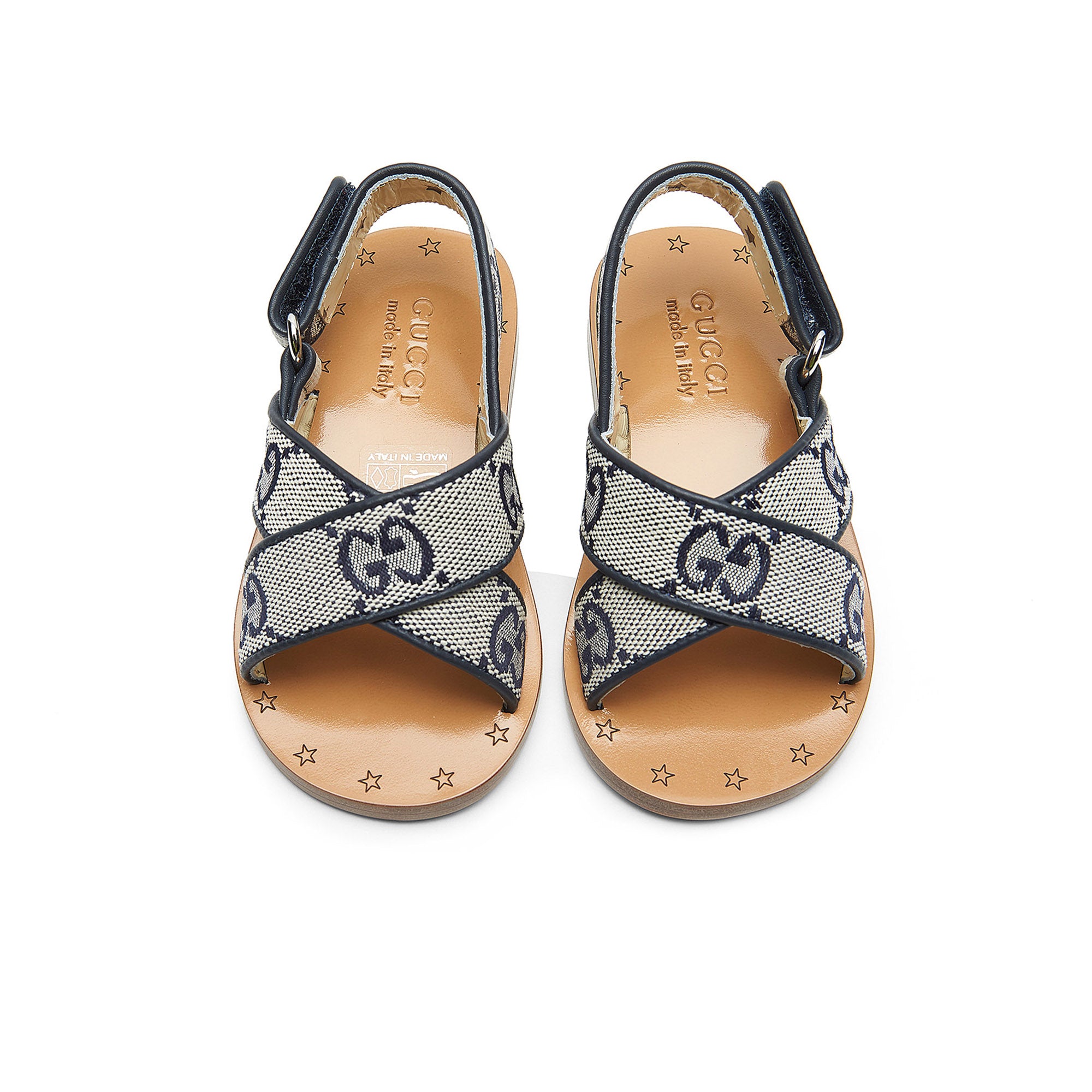 Baby Girls Blue GG Leather Sandals