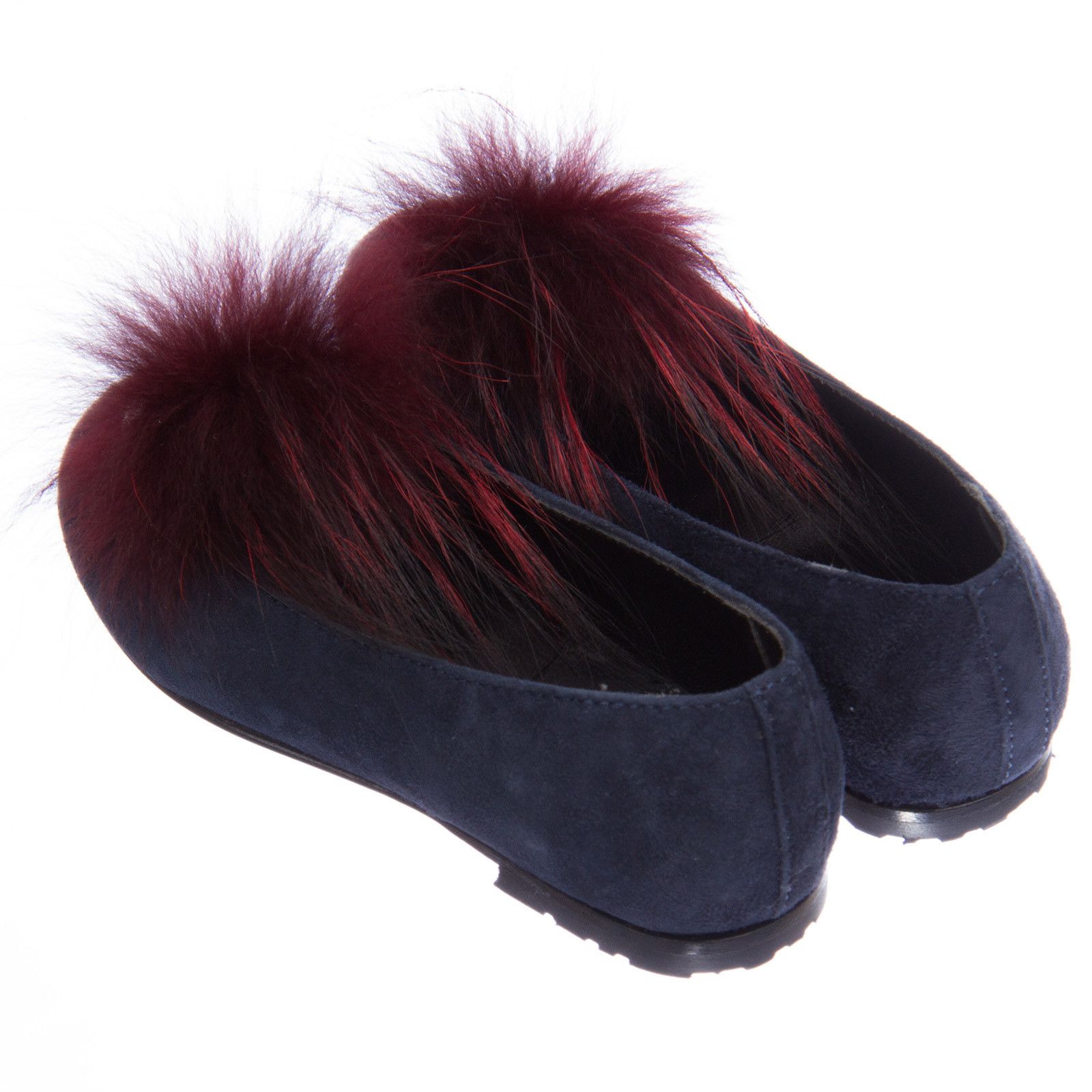 Girls Blue Suede Shoes With Fur Monster - CÉMAROSE | Children's Fashion Store - 2