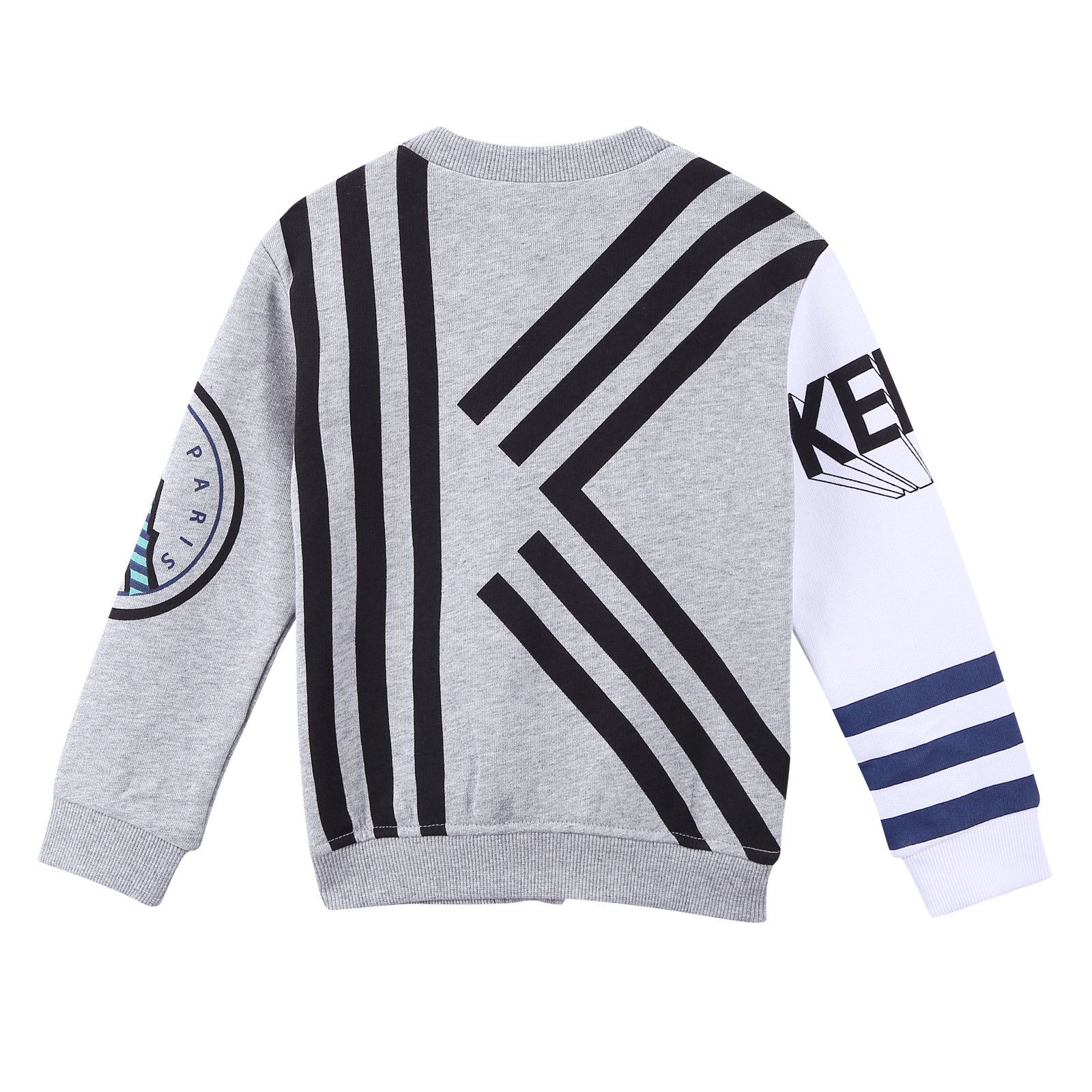 Girls Grey&White Embroidered Paris Logo Zip-up Jacket - CÉMAROSE | Children's Fashion Store - 3