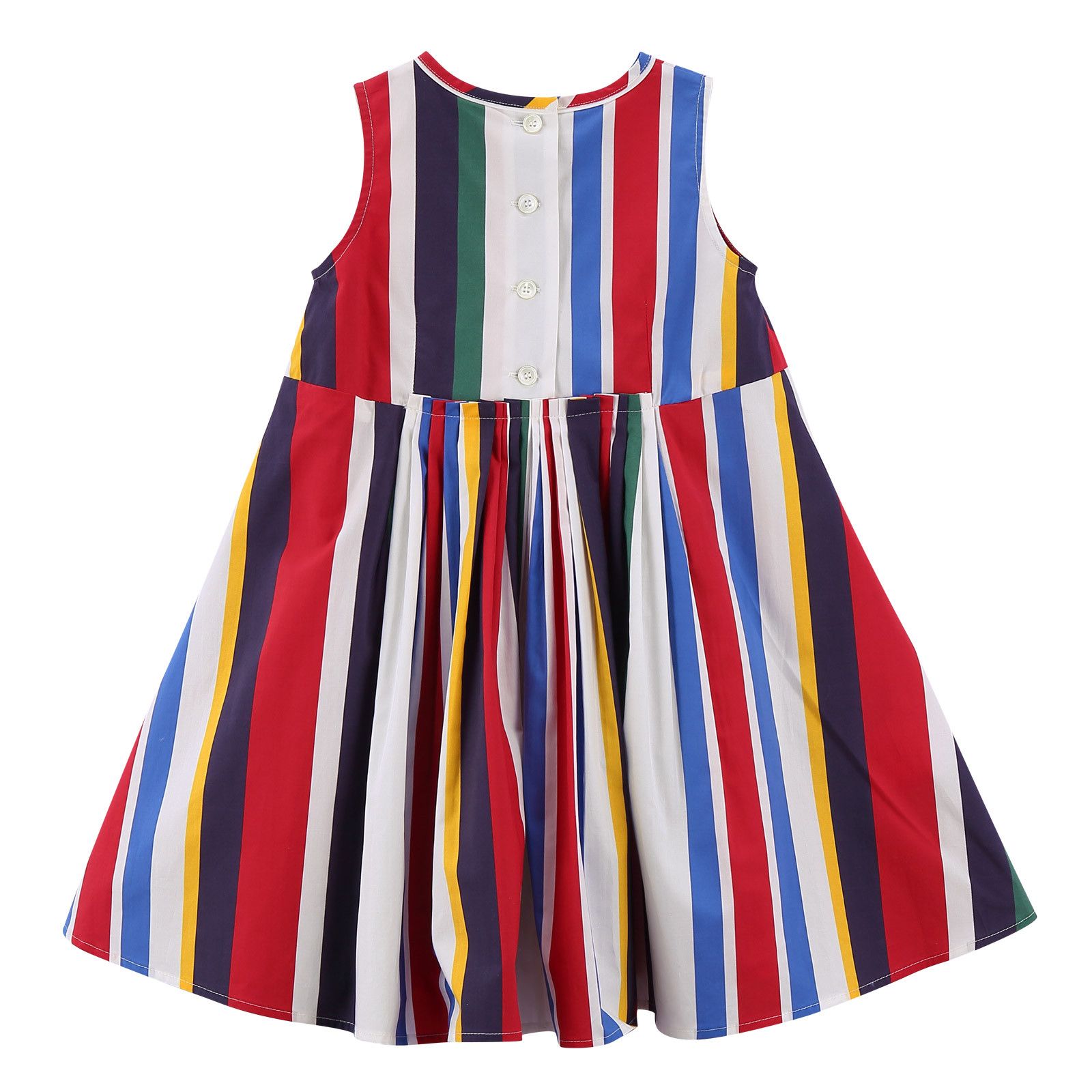 Girls Multicolor Striped Cotton Poplin Dress - CÉMAROSE | Children's Fashion Store - 2
