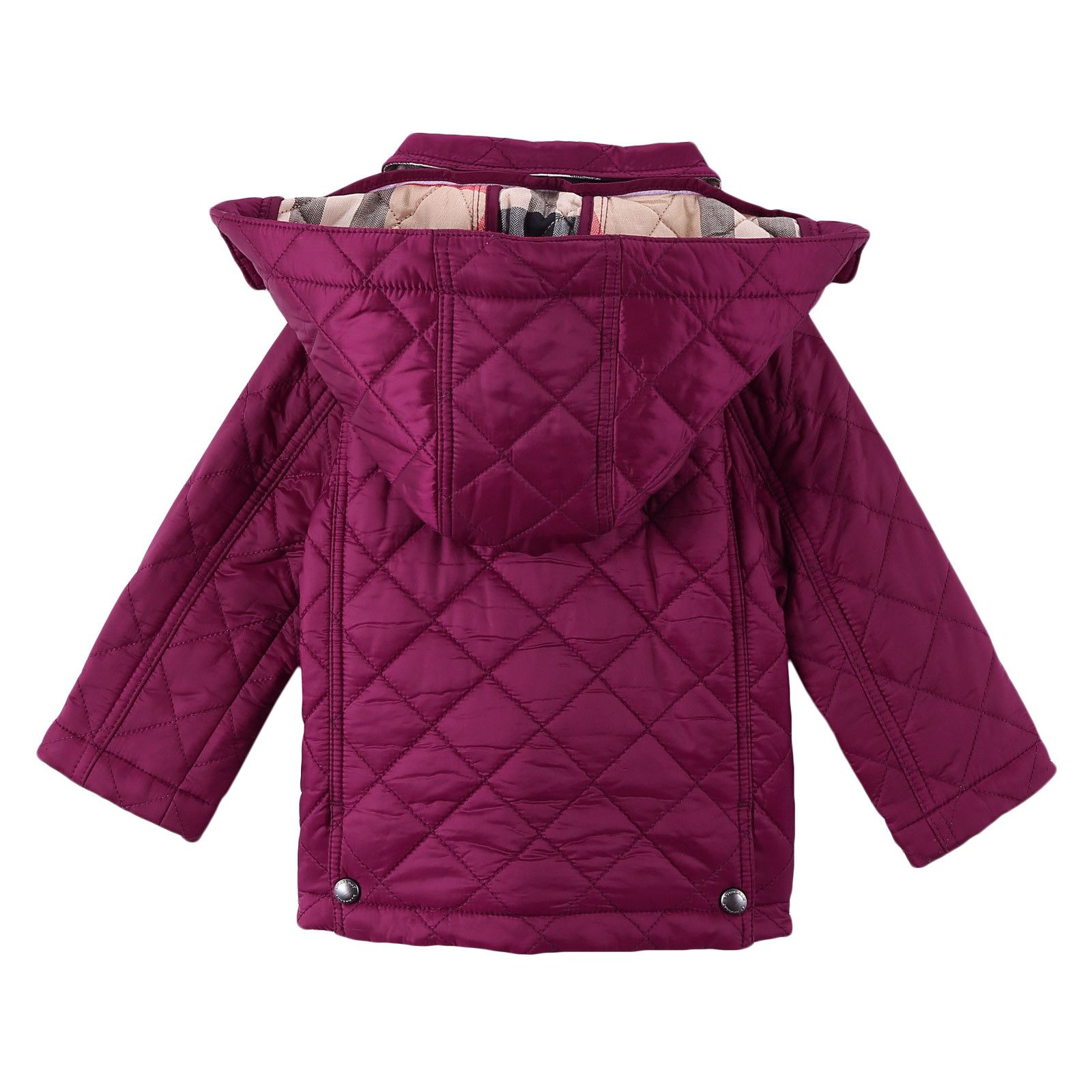 Baby Girls Fritillary Pink Lattice Hooded Jacket - CÉMAROSE | Children's Fashion Store - 2