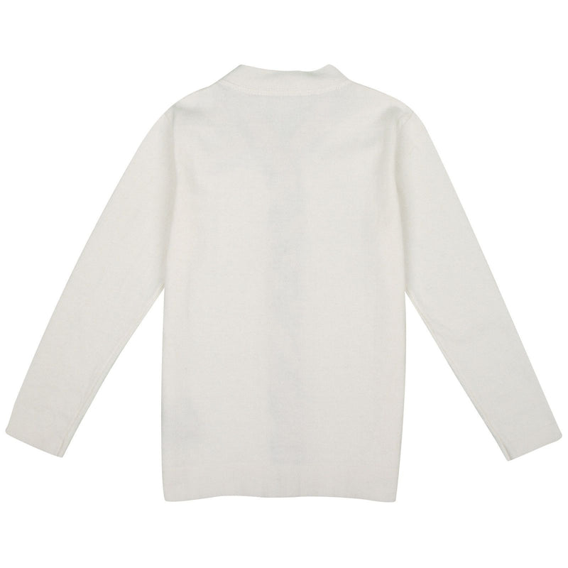Girls Milk White Cardigan With Check Turn Up Cuffs - CÉMAROSE | Children's Fashion Store - 2