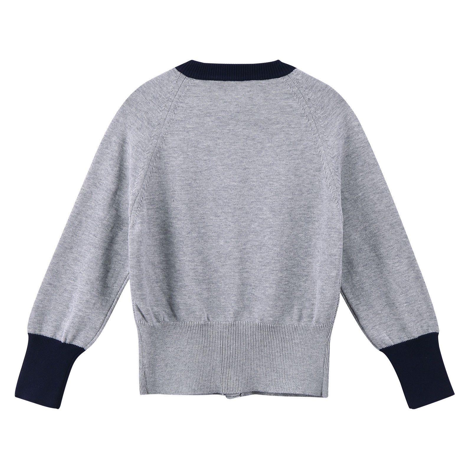 Girls Grey Knitted Cotton Cardigan With Ribbed Cuffs - CÉMAROSE | Children's Fashion Store - 2