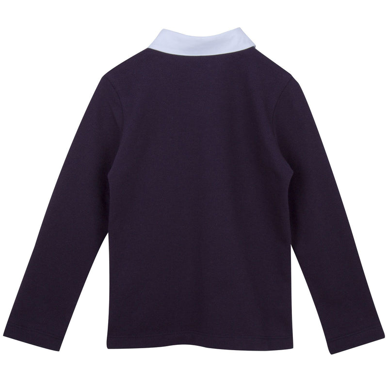 Girls Blue Monster Long Sleeve Contton Polo Shirt - CÉMAROSE | Children's Fashion Store - 2