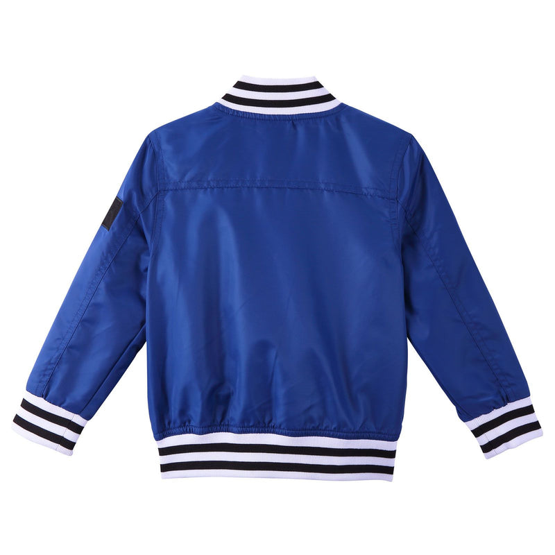 Boys Light Blue Jacket With Stripe Ribbed Cuffs - CÉMAROSE | Children's Fashion Store - 3