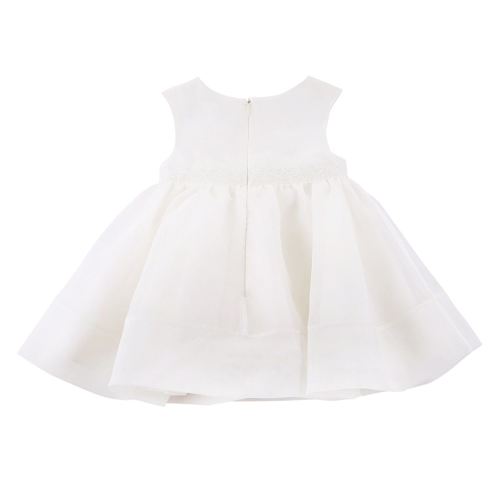 Girls White High Waist Crew Neck Sleeveless Dress - CÉMAROSE | Children's Fashion Store - 2