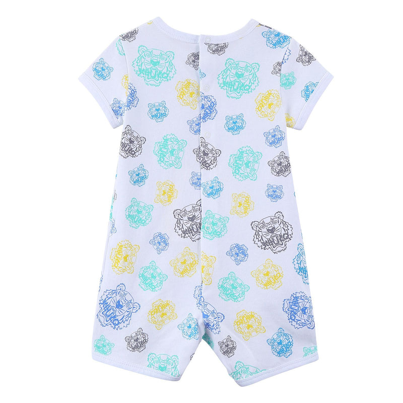 Baby White Cotton Babygrow With Multicolor Print Trims - CÉMAROSE | Children's Fashion Store - 2