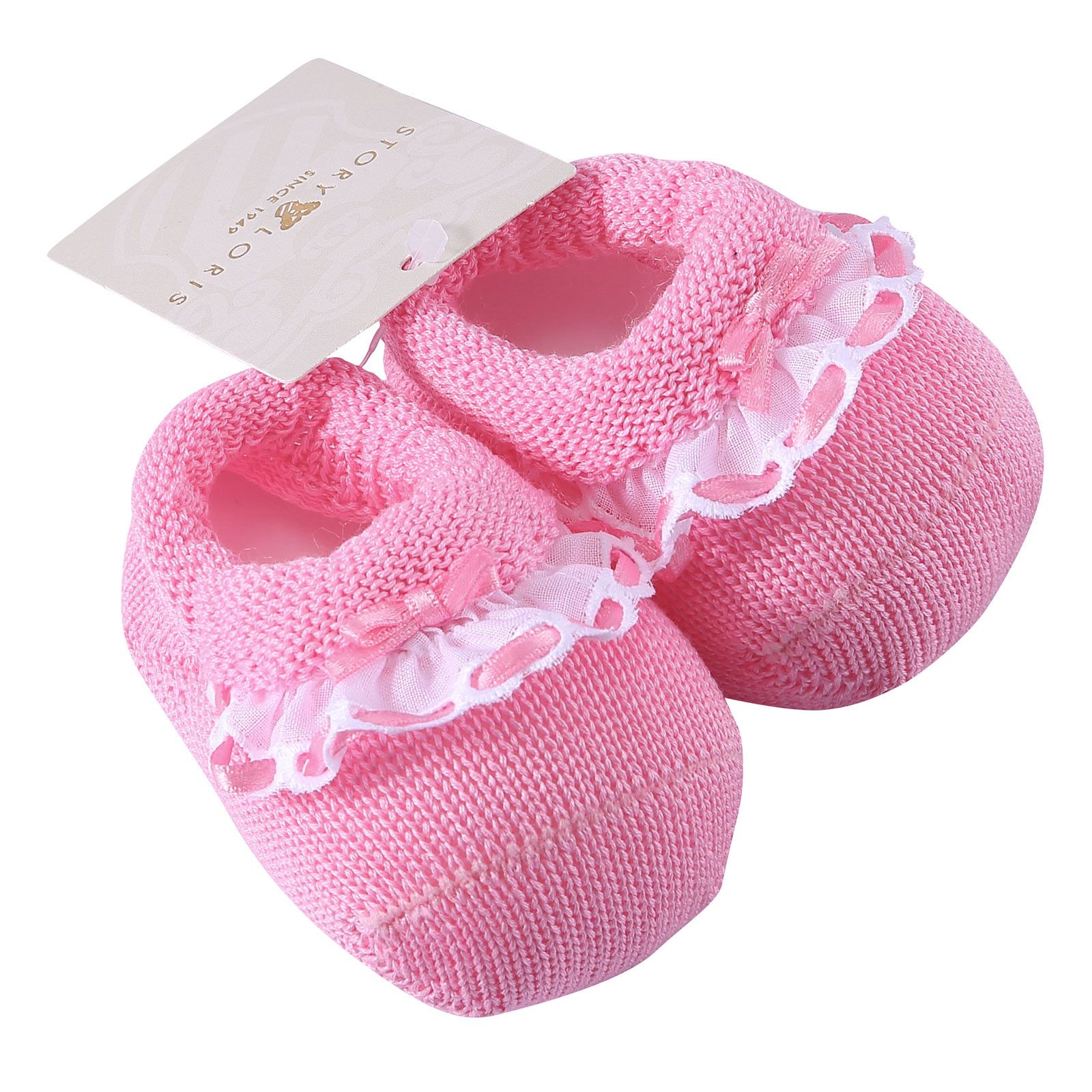 Baby Pink Lace Trims Knitted Cotton Shoes - CÉMAROSE | Children's Fashion Store - 2