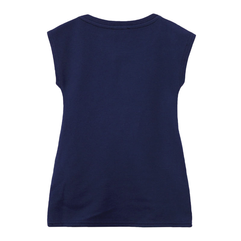 Girls White&Navy Blue Tiger Head Embroidered Jersey Dress - CÉMAROSE | Children's Fashion Store - 2
