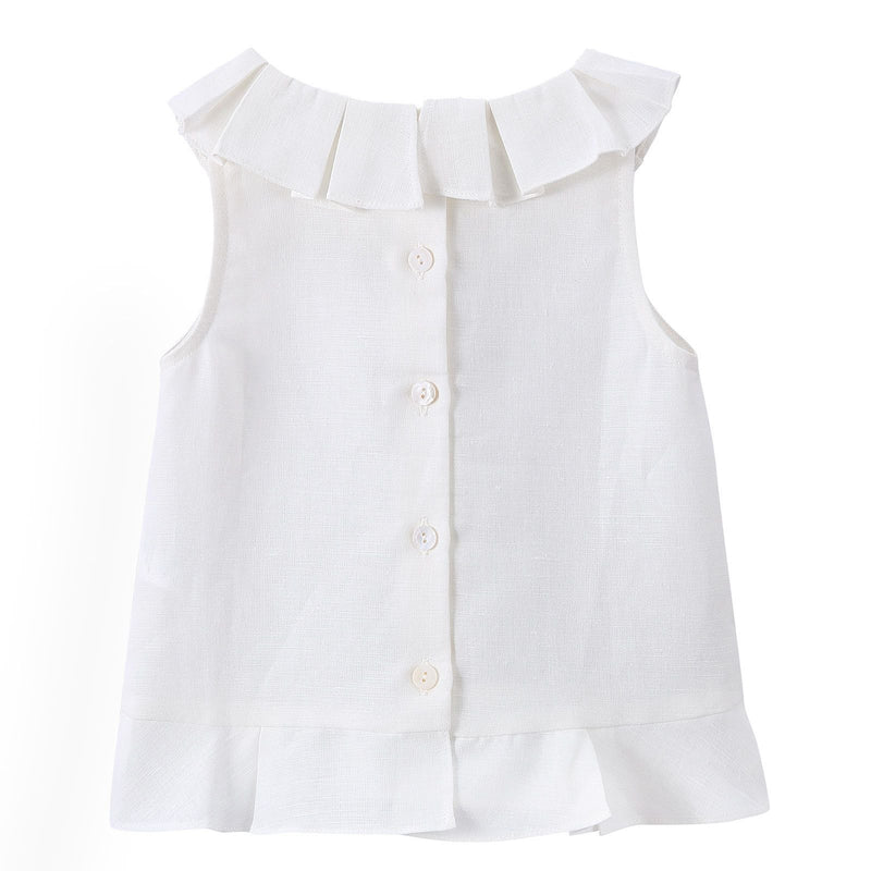 Girls Milk White Ruffled Collar Blouse - CÉMAROSE | Children's Fashion Store - 2