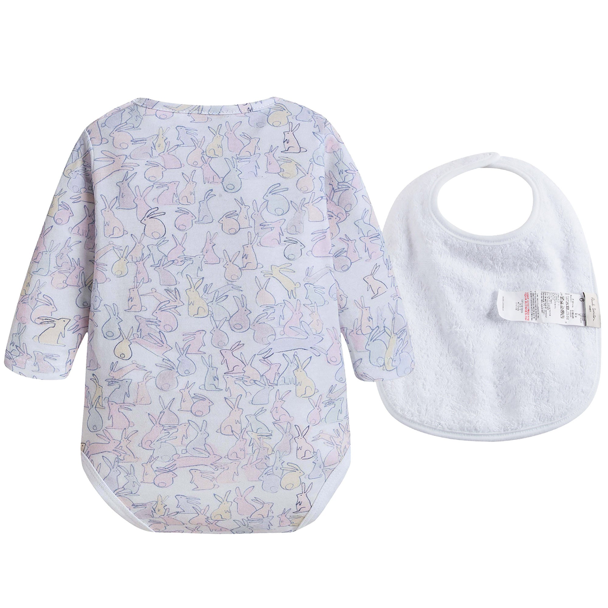 Baby White Flower Printed Cotton Bodysuit & Bib Two Piece Set - CÉMAROSE | Children's Fashion Store - 2