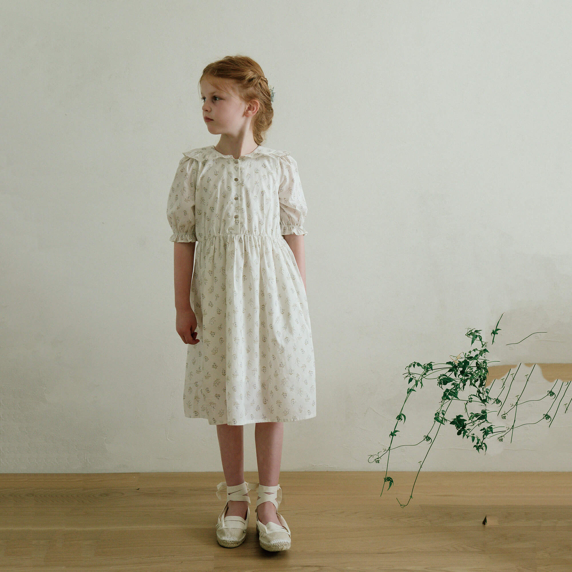 Girls Blue Floral Cotton Dress