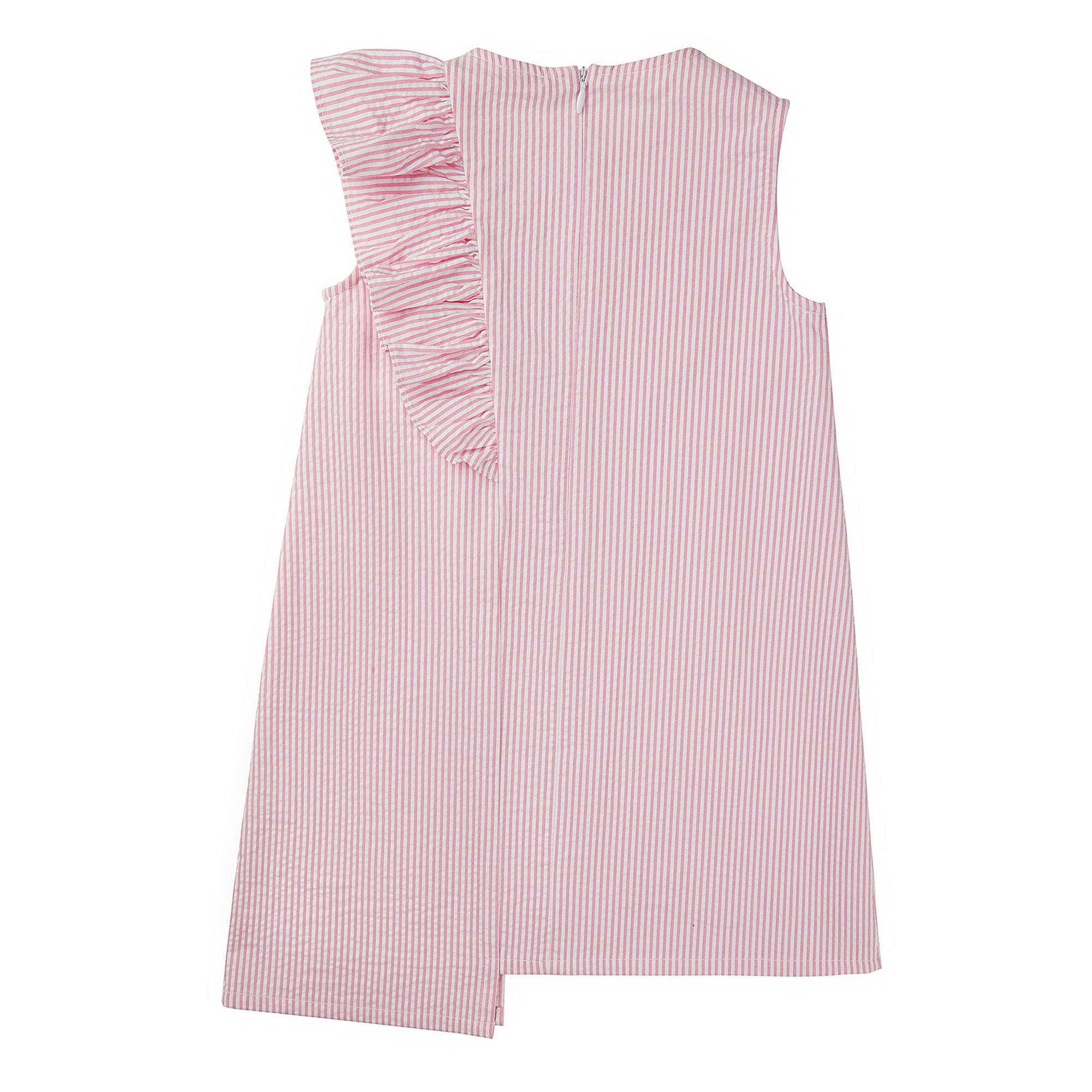 Girls Pink Striped Cotton Dress