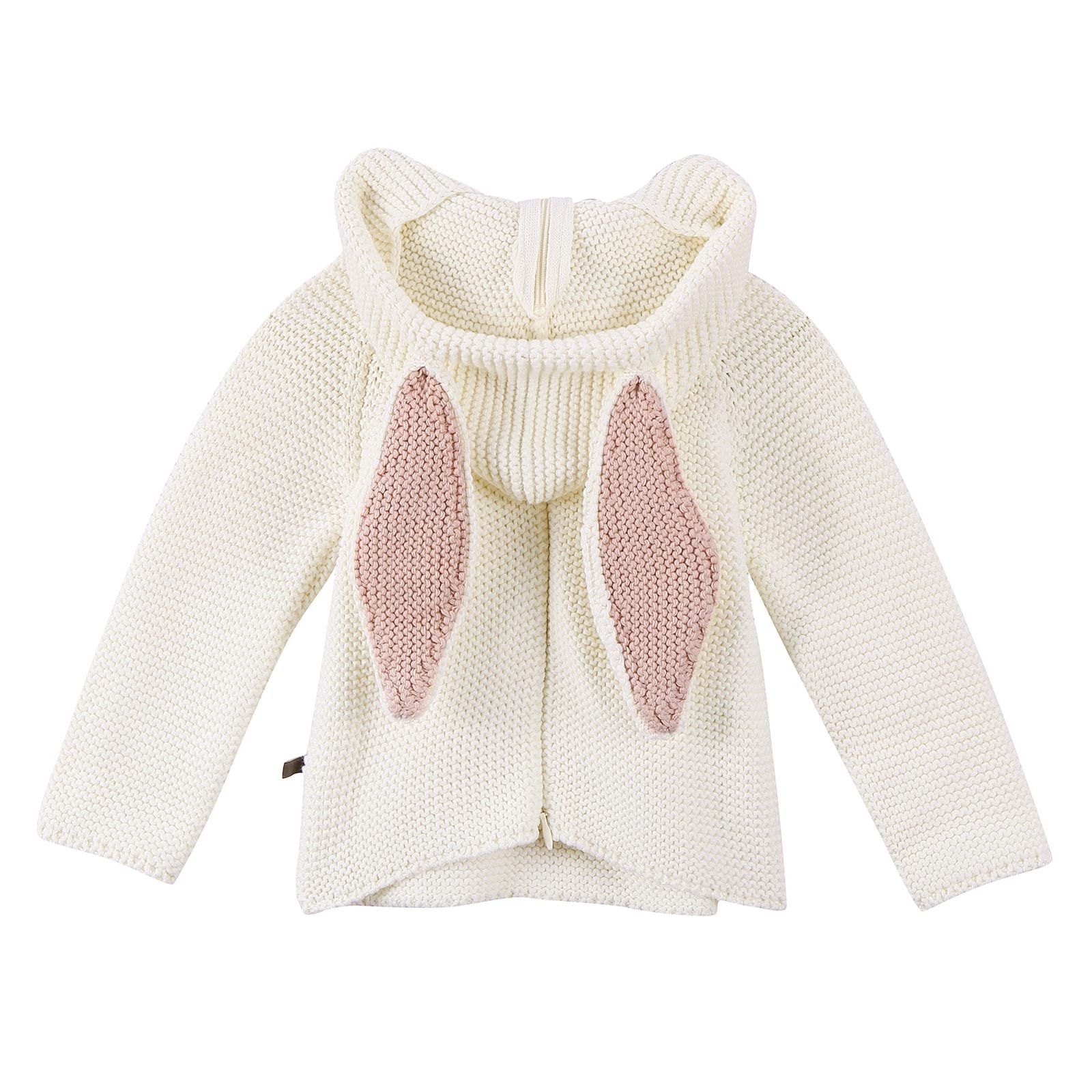 Baby White Alpaga Wool Bunny Ears Hooded Sweater - CÉMAROSE | Children's Fashion Store - 2