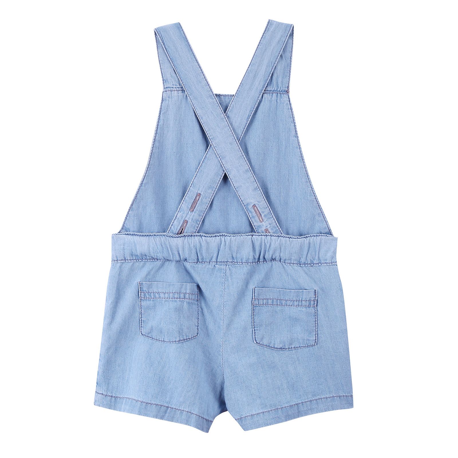 Girls Blue Cotton Denim Dungarees - CÉMAROSE | Children's Fashion Store - 2