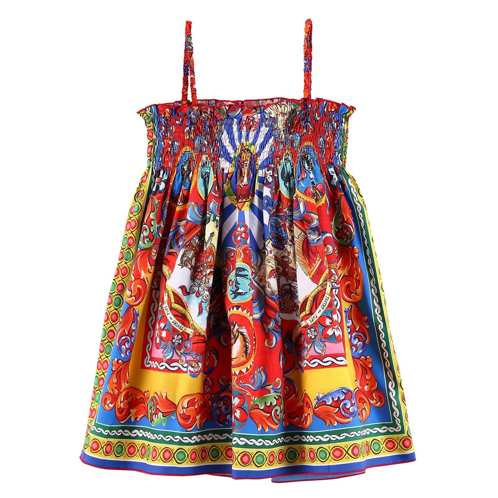 Girls Multicolor Teatro Pupi Printed Backless Dress - CÉMAROSE | Children's Fashion Store - 3