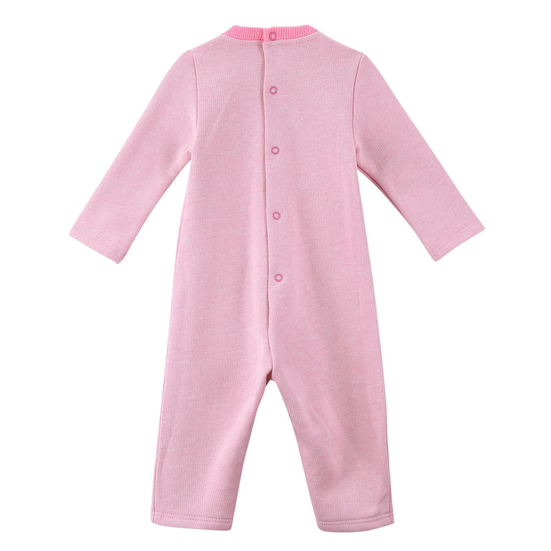 Baby Light Pink Cotton Embroidered Tiger Head Babygrow - CÉMAROSE | Children's Fashion Store - 2