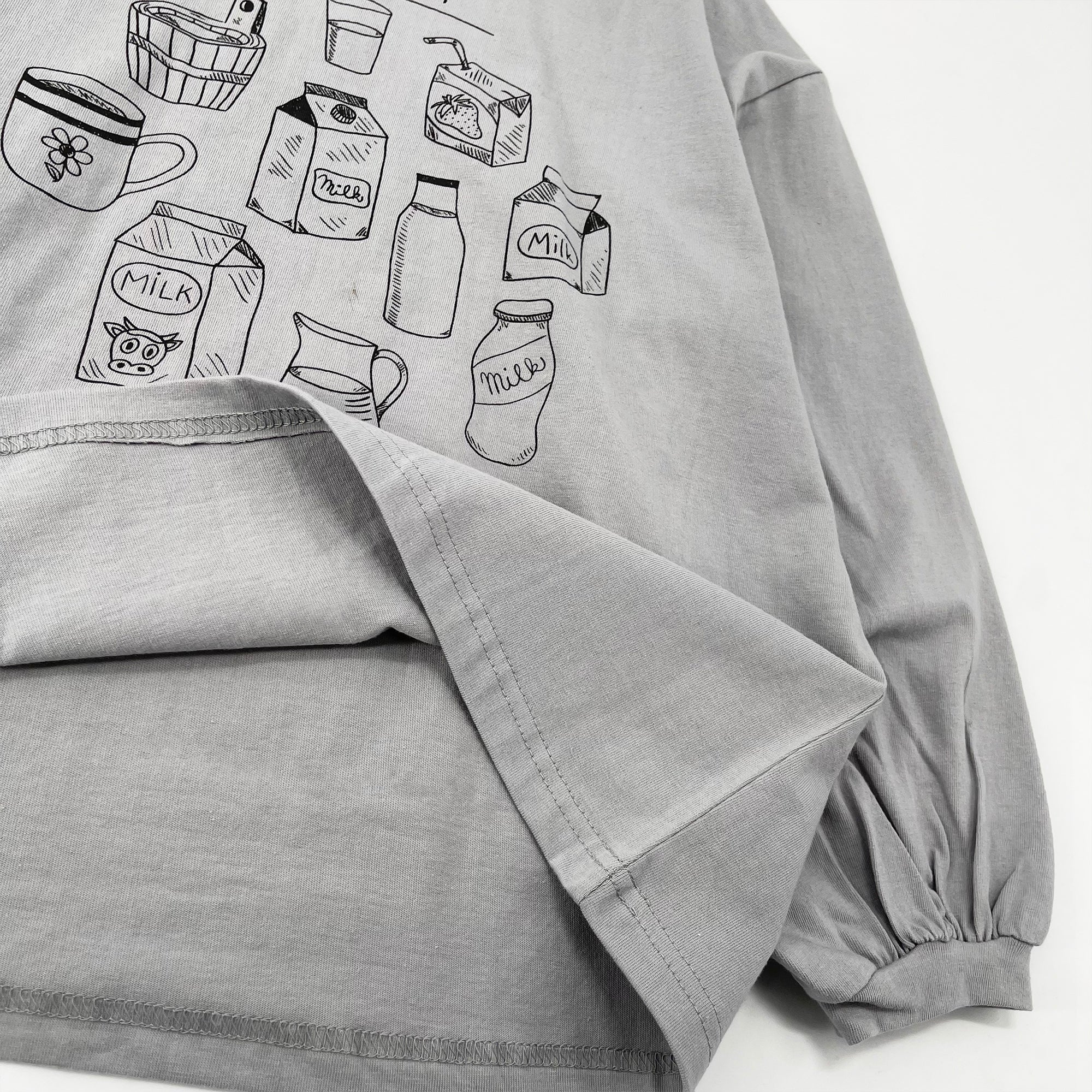 Girls Grey Printed Cotton T-Shirt