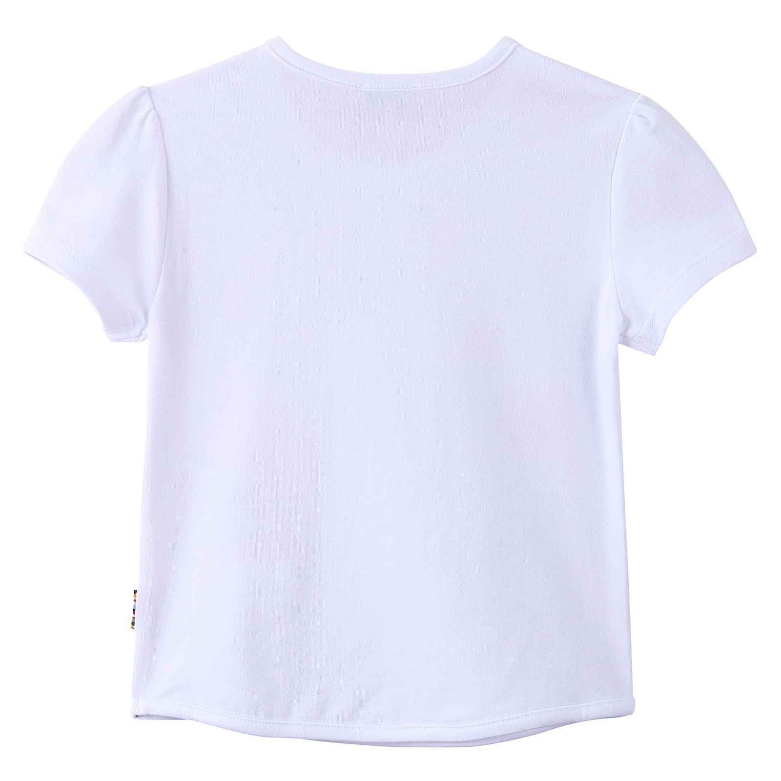 Girls White Cotton T-Shirt With Multicolor 'LOVE' Print - CÉMAROSE | Children's Fashion Store - 2