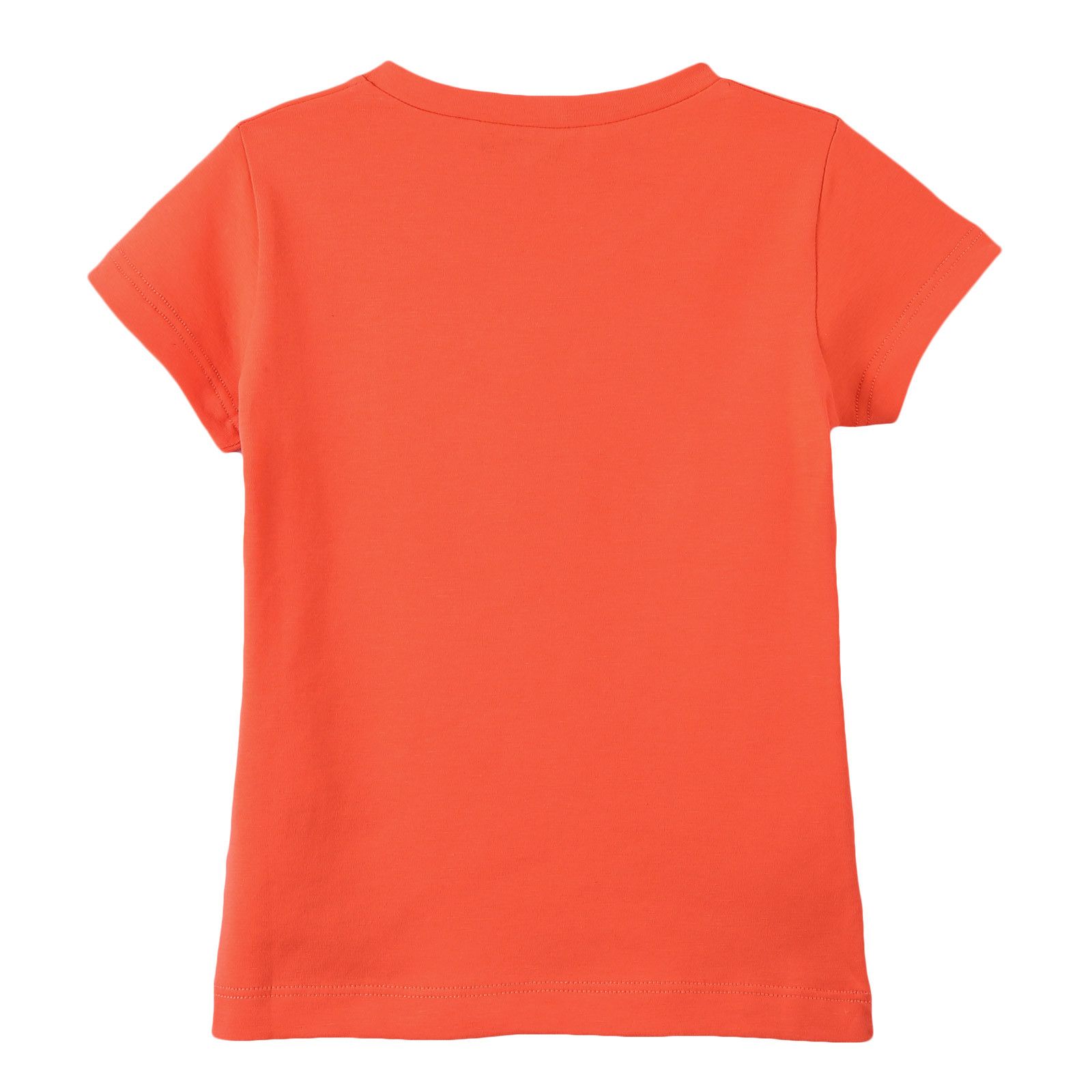 Girls Orange Cotton T-Shirt With Yellow Medusa Logo - CÉMAROSE | Children's Fashion Store - 2