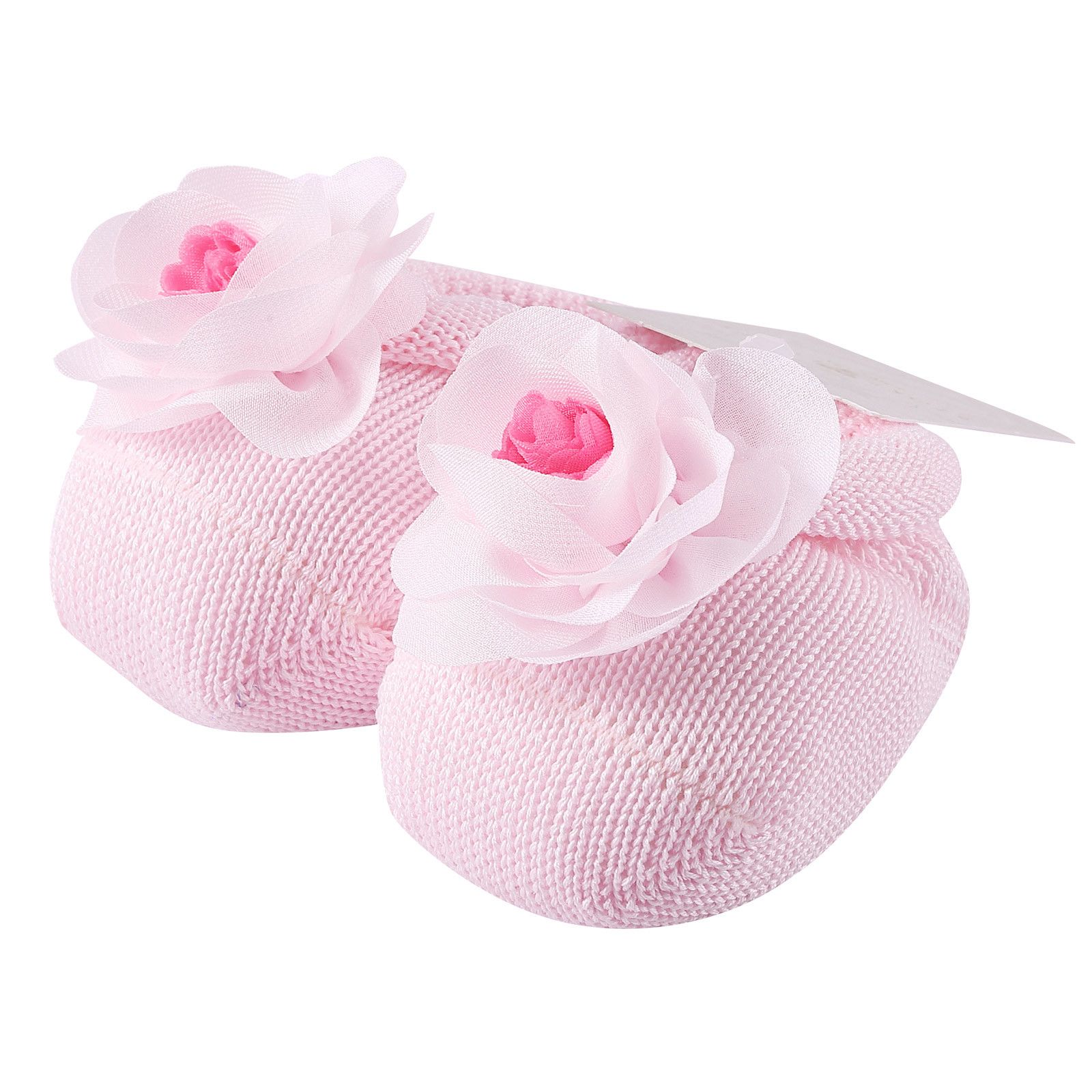Baby Pink Knitted Cotton Rose Shoes&Hair Band Gift Set - CÉMAROSE | Children's Fashion Store - 2