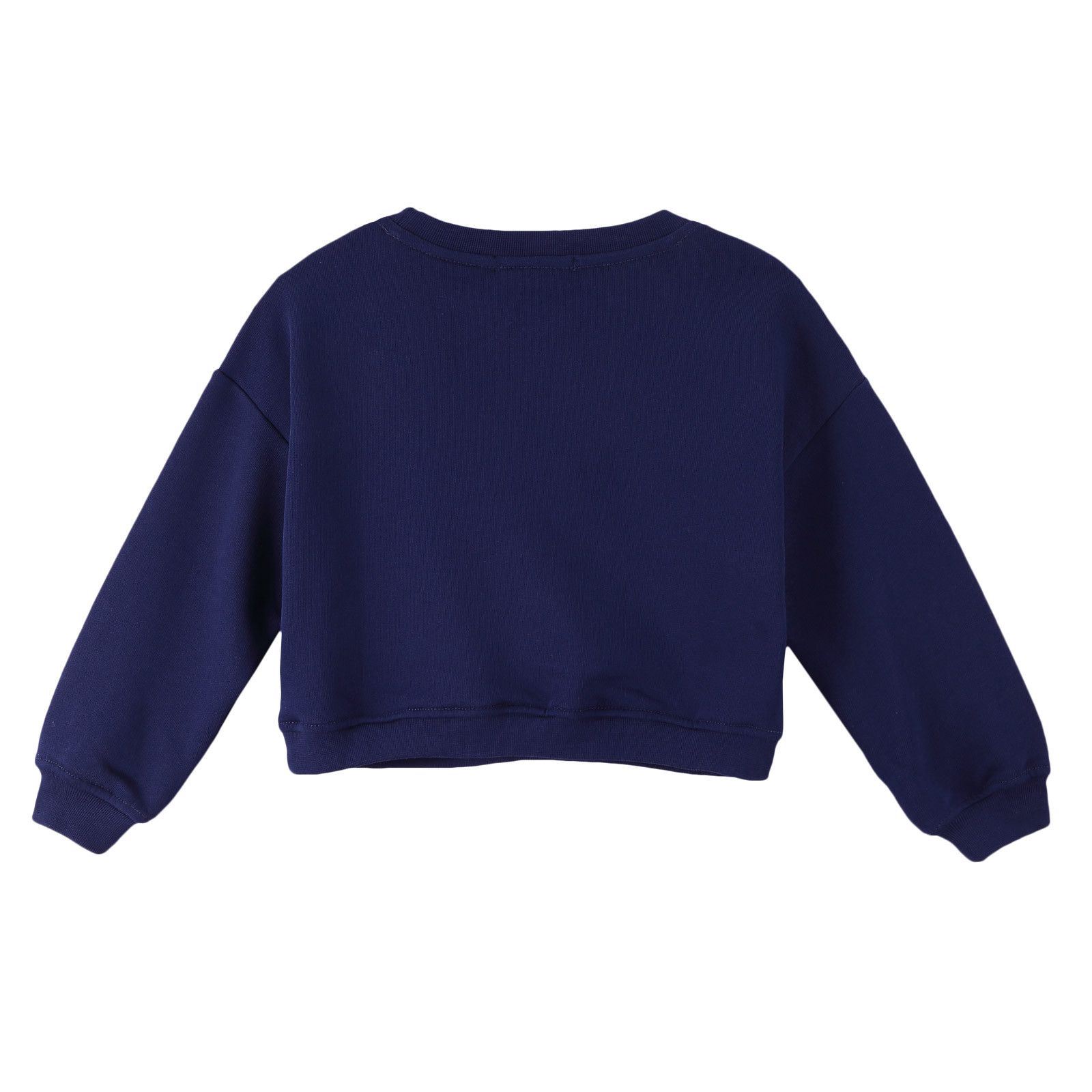 Girls Blue Cotton Sweater With Brand Name Logo - CÉMAROSE | Children's Fashion Store - 2